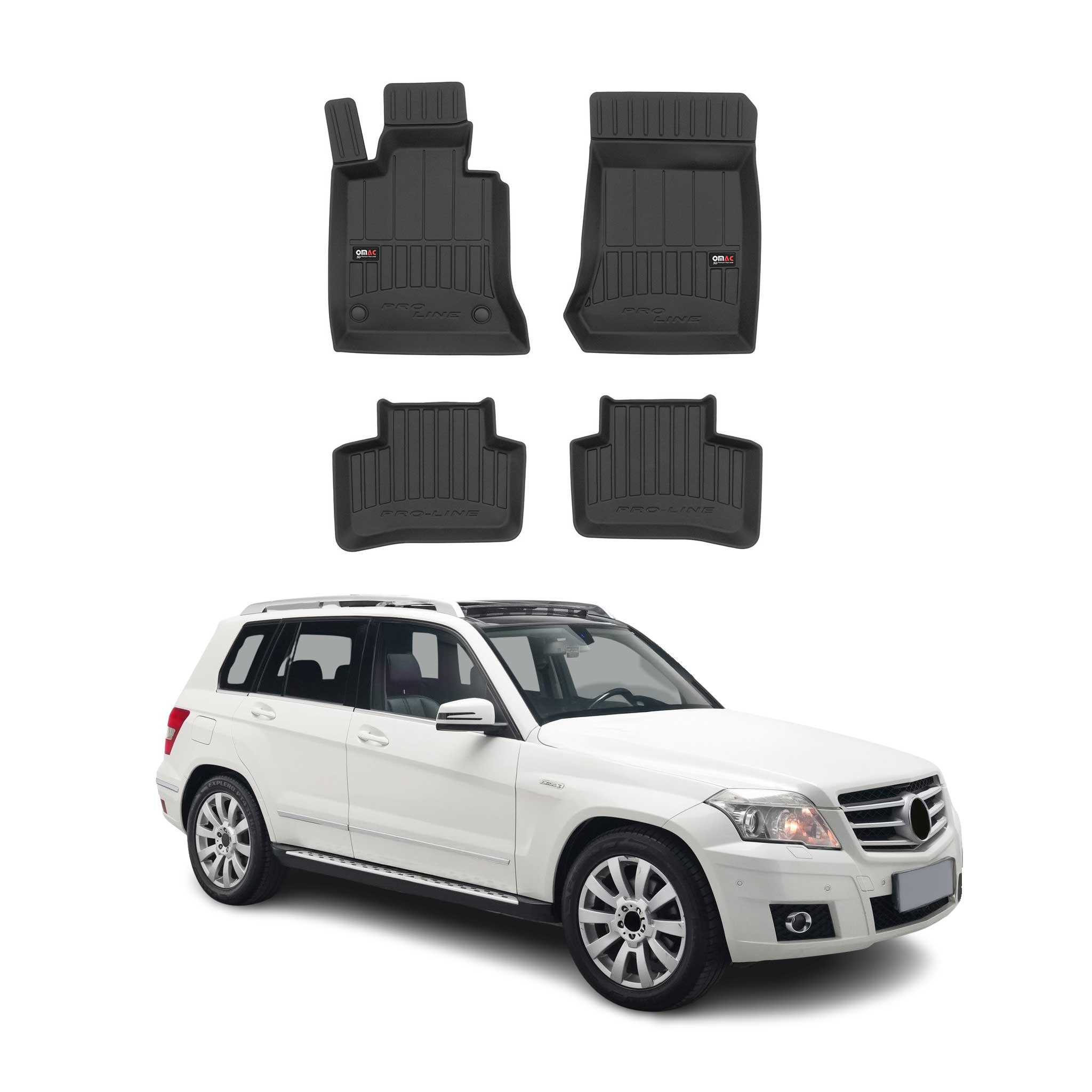 2009-2015 Mercedes GLK Class X204 Premium Floor Mats Liners Full Set All Weather Heavy Duty Black