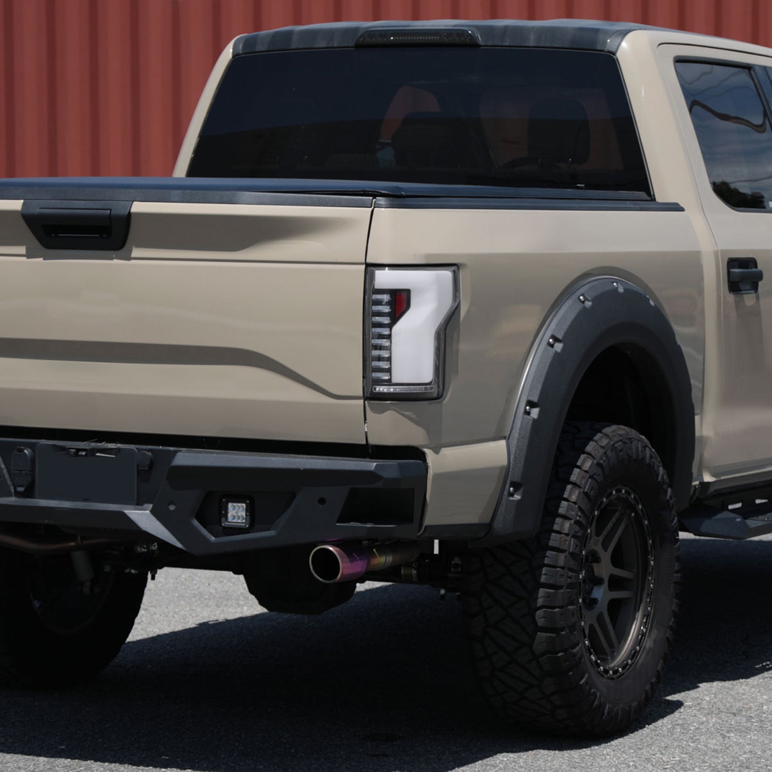 2015-2017 Ford F-150 Turn Signal Animated White LED Bar Tail Lights Matt Black