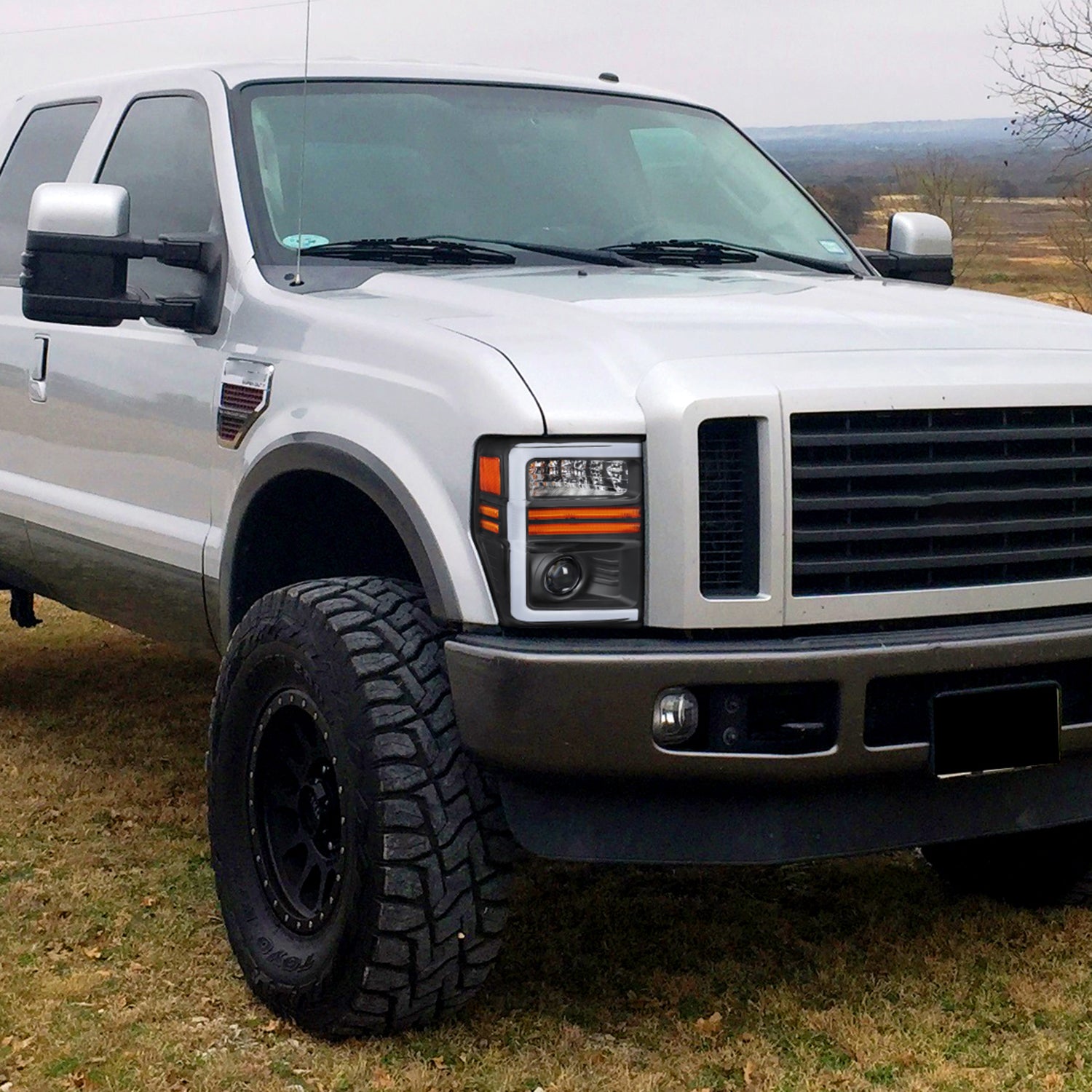 2008-2010 Ford F-250/350/450/550 Super Duty Headlights LED Signal Black