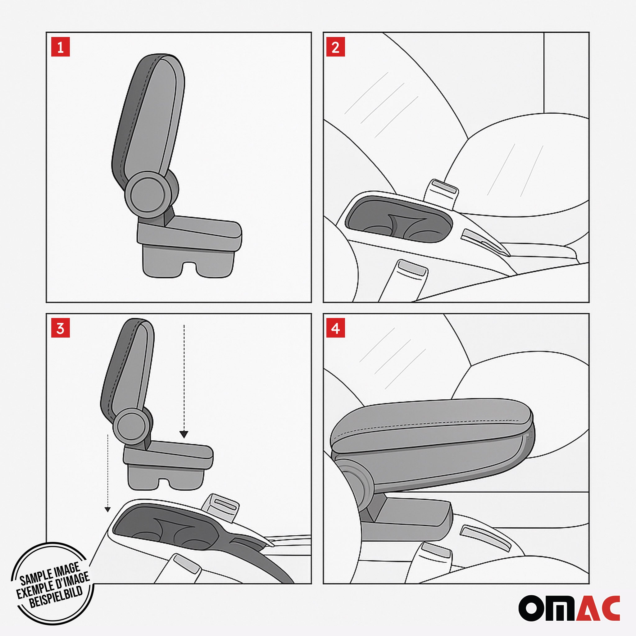 2014-2020 Fiat 500L Black Center Console Armrest Plastic PU Leather 1Pc