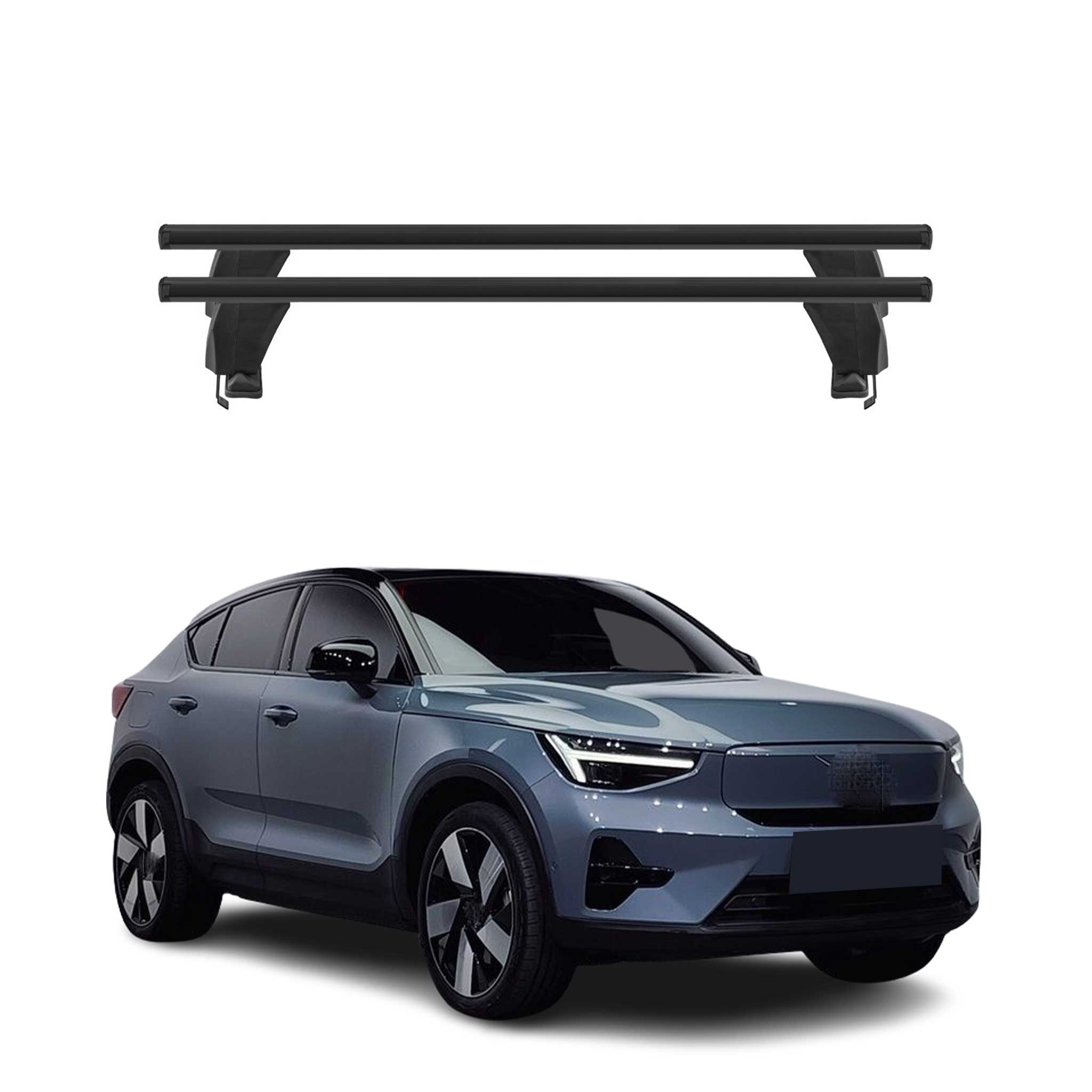 Top Roof Racks Cross Bars Carrier for Volvo C40 Recharge 2022-2026 Alu Black 2x