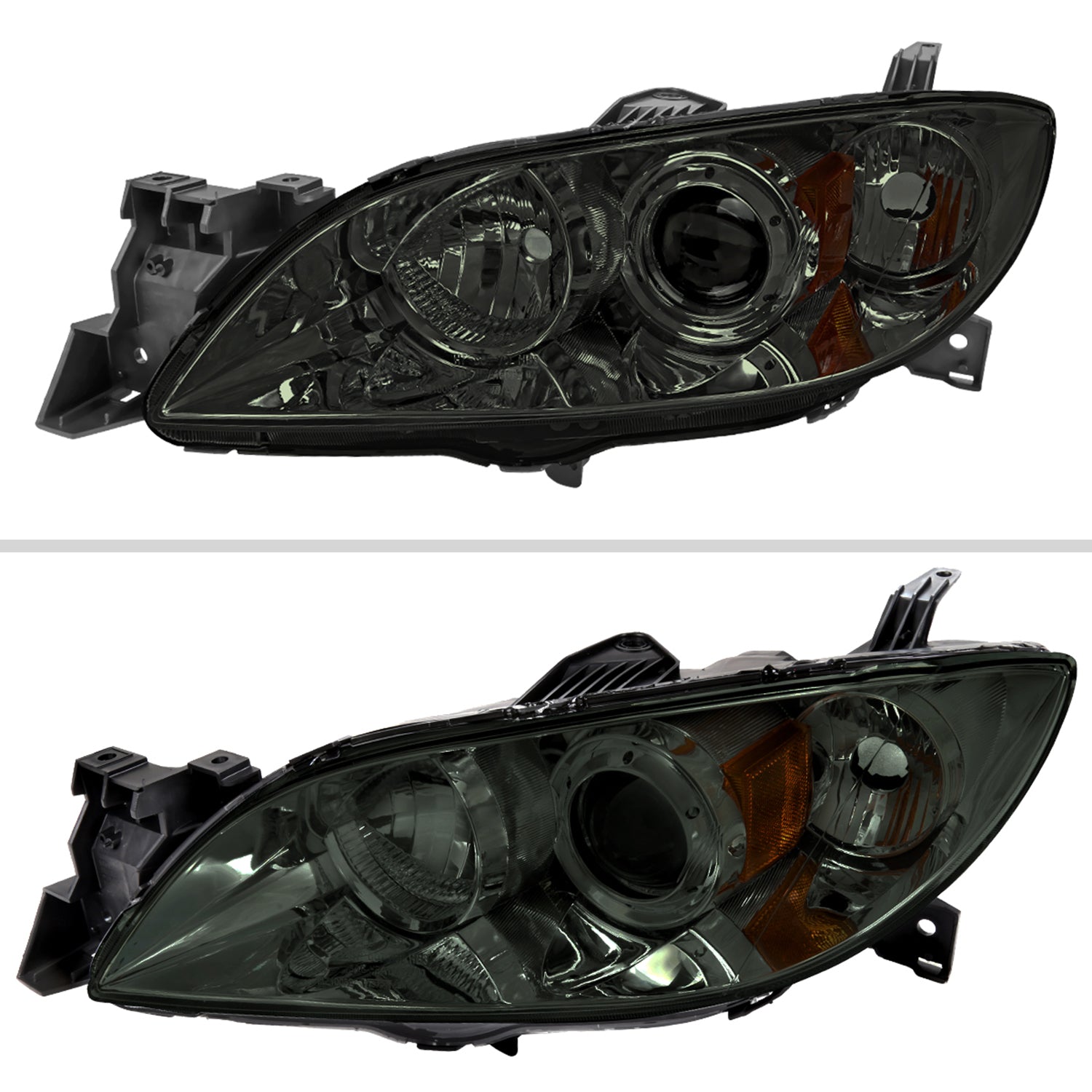 2004-2009 Mazda 3 Sedan Projector Style Headlights Chrome Housing/Smoke Lens