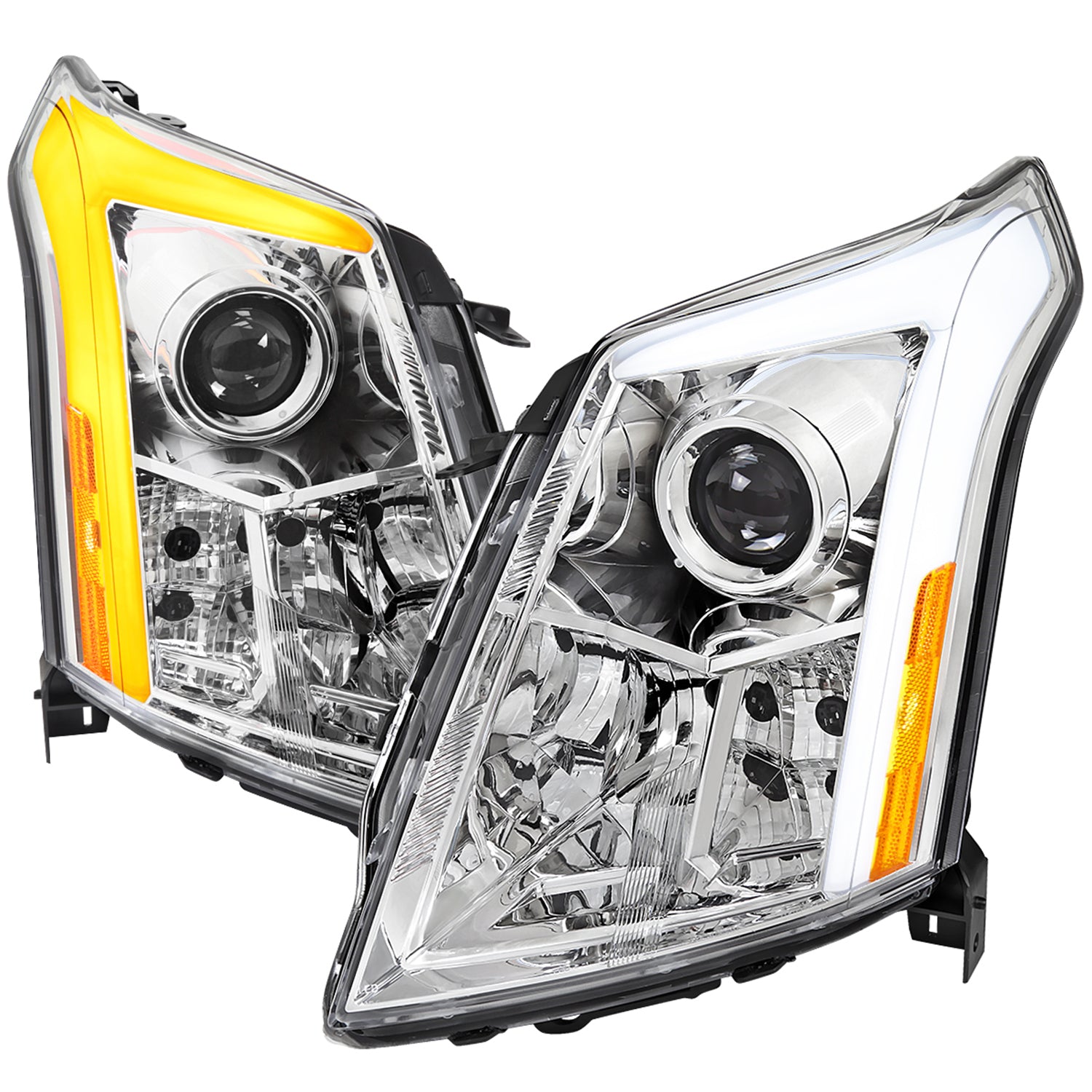 2010-2016 Cadillac SRX Projector Headlights Turn Signal LED Bar Chrome