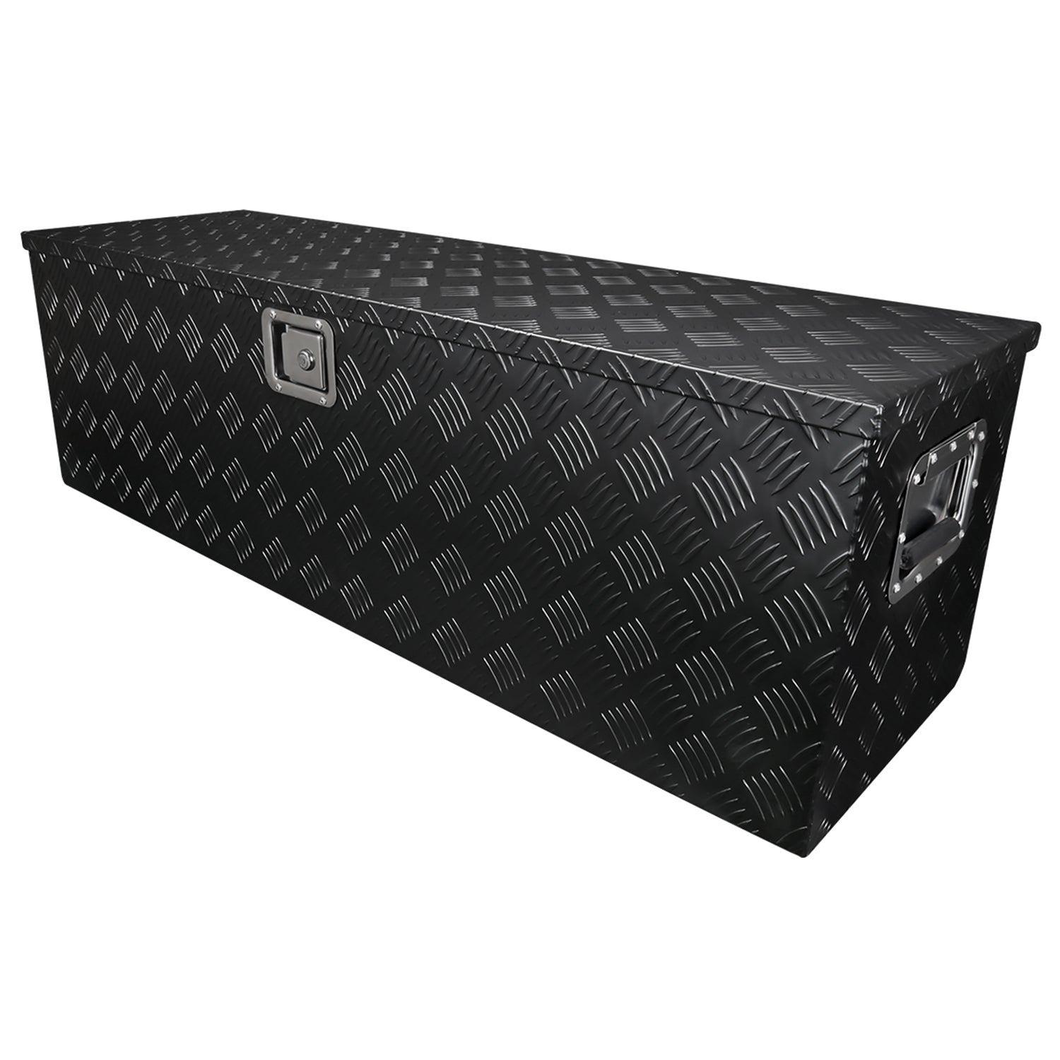 Universal 44" Heavy Duty Black Aluminum Tool Box w/ Side Handles Lock & Keys