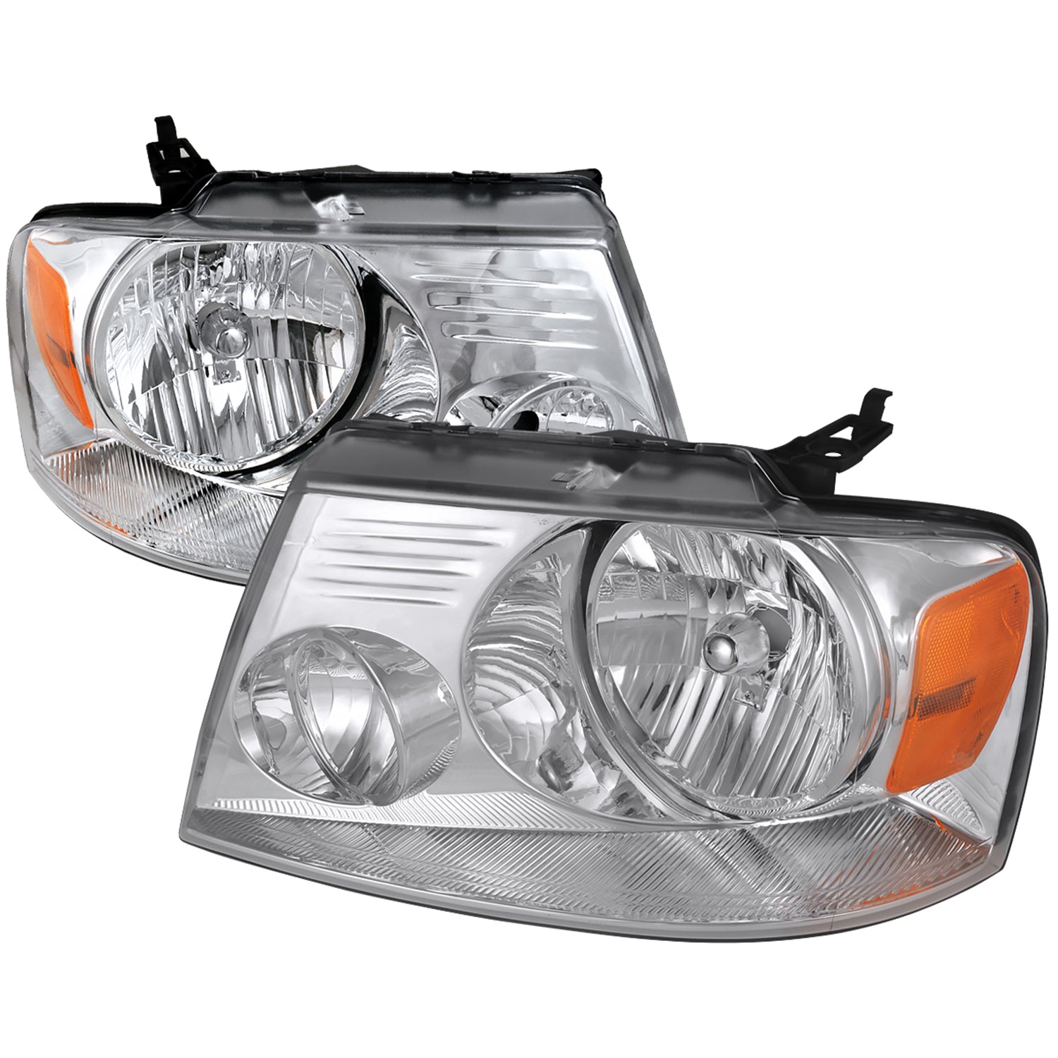 2004-2008 Ford F-150/ Lincoln Mark LT Replacement Headlights Amber & Chrome