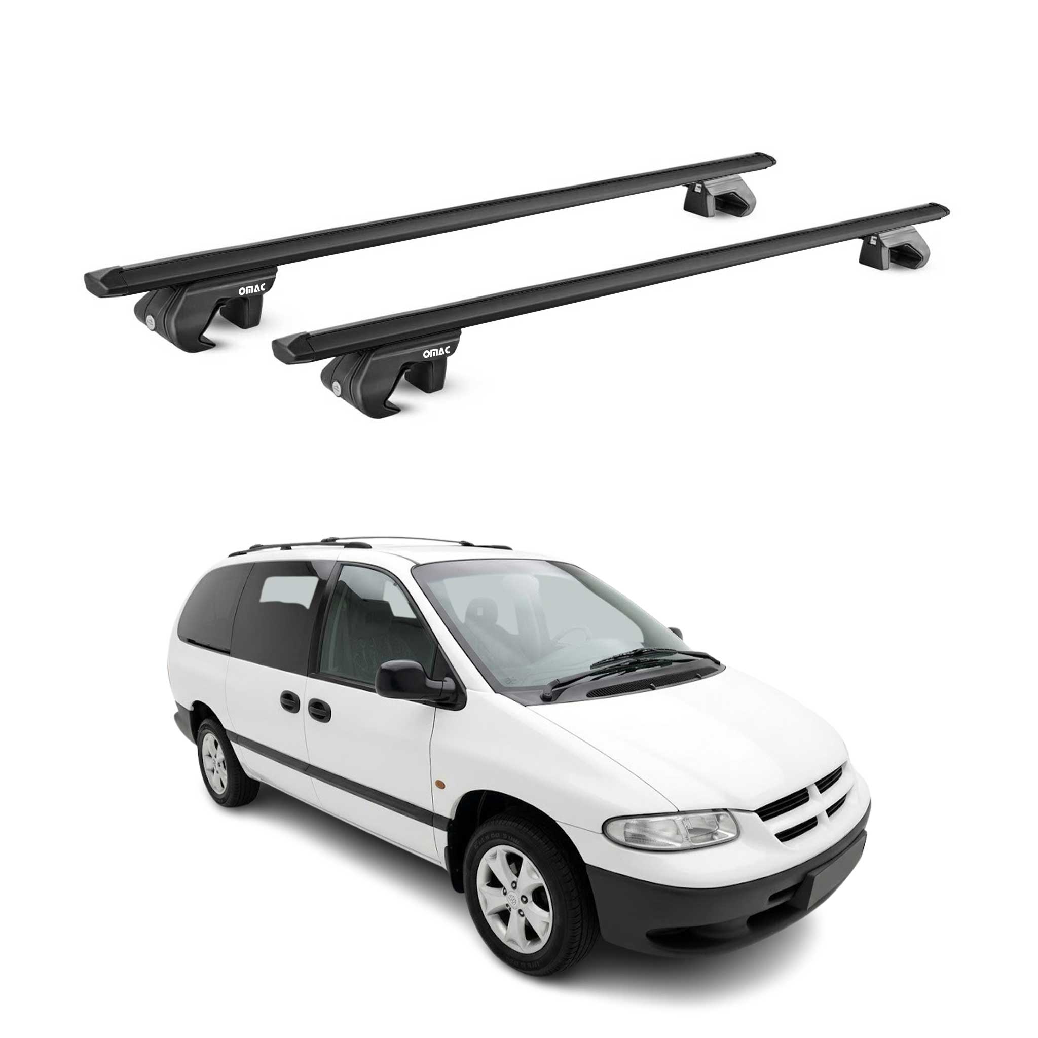Roof Rack Luggage Carrier for Chrysler Voyager 1996-2000 Aluminium Black 2Pcs