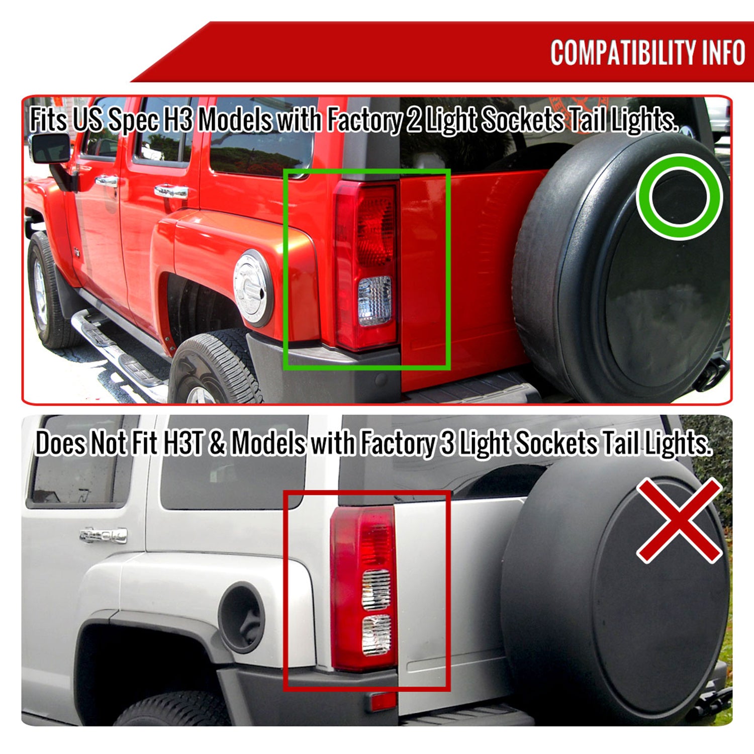 2005-2010 Hummer H3 Tail Lights Chrome Housing/Smoke Lens
