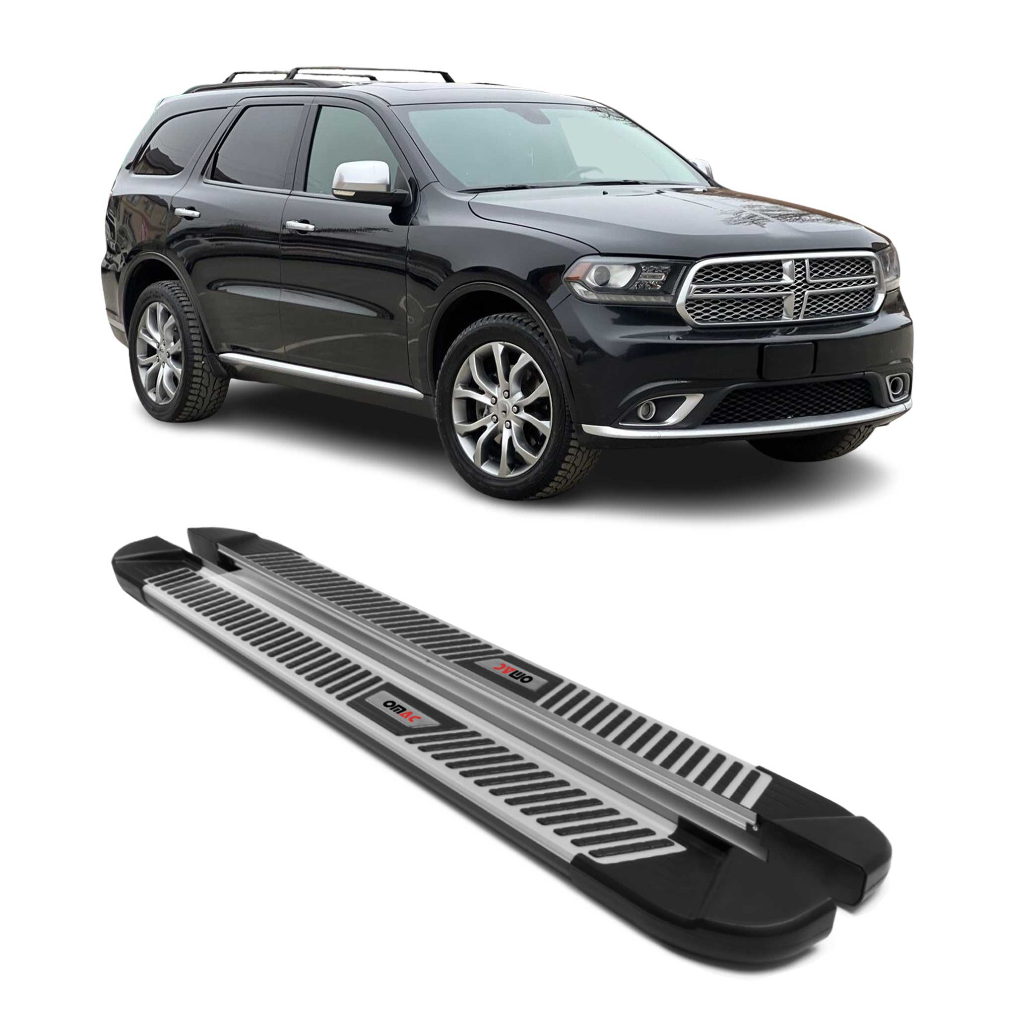2011-2026 Dodge Durango Side Step Nerf Bar Running Board Silver Black 2x