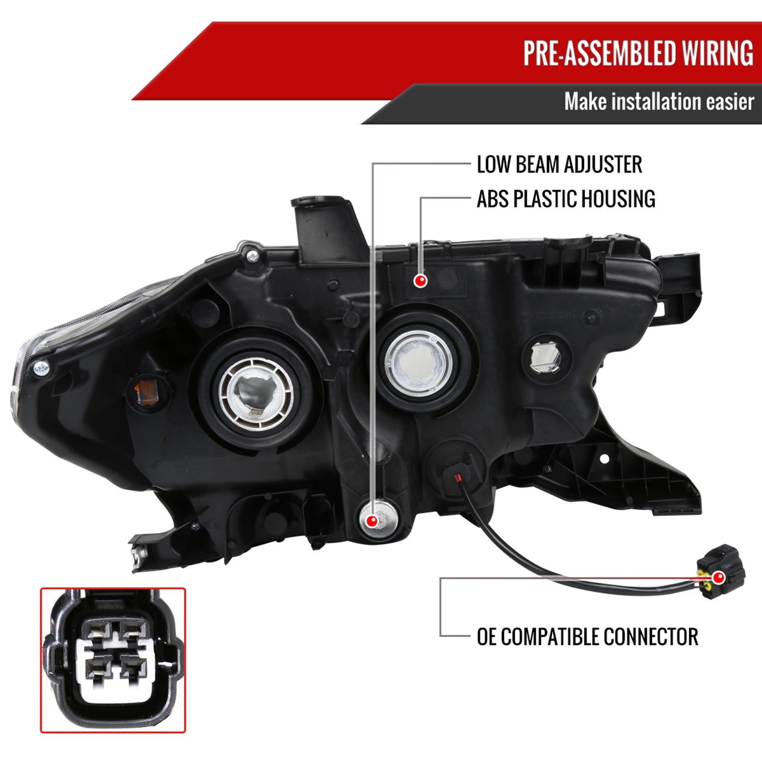 2016-2023 Toyota Tacoma LED Bar Projector Headlight Chrome/Clear Lens