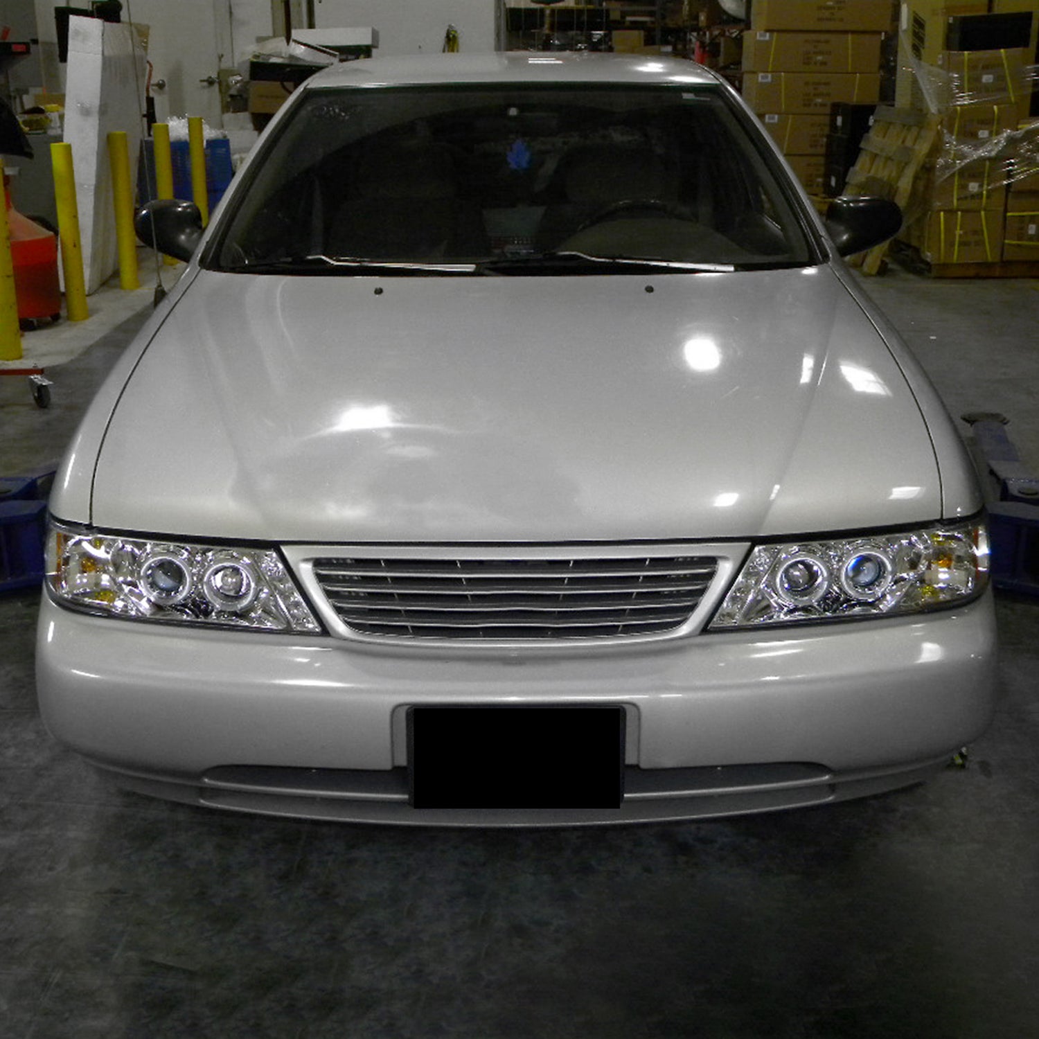 1995-1999 Nissan Sentra/200SX Dual Halo Projector Headlights Chrome/Clear Lens