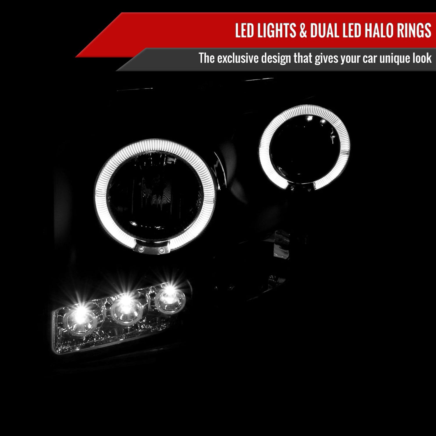 2006-2008 Dodge RAM 1500/ 06-2009 RAM 2500 3500 Dual Halo Headlights Black