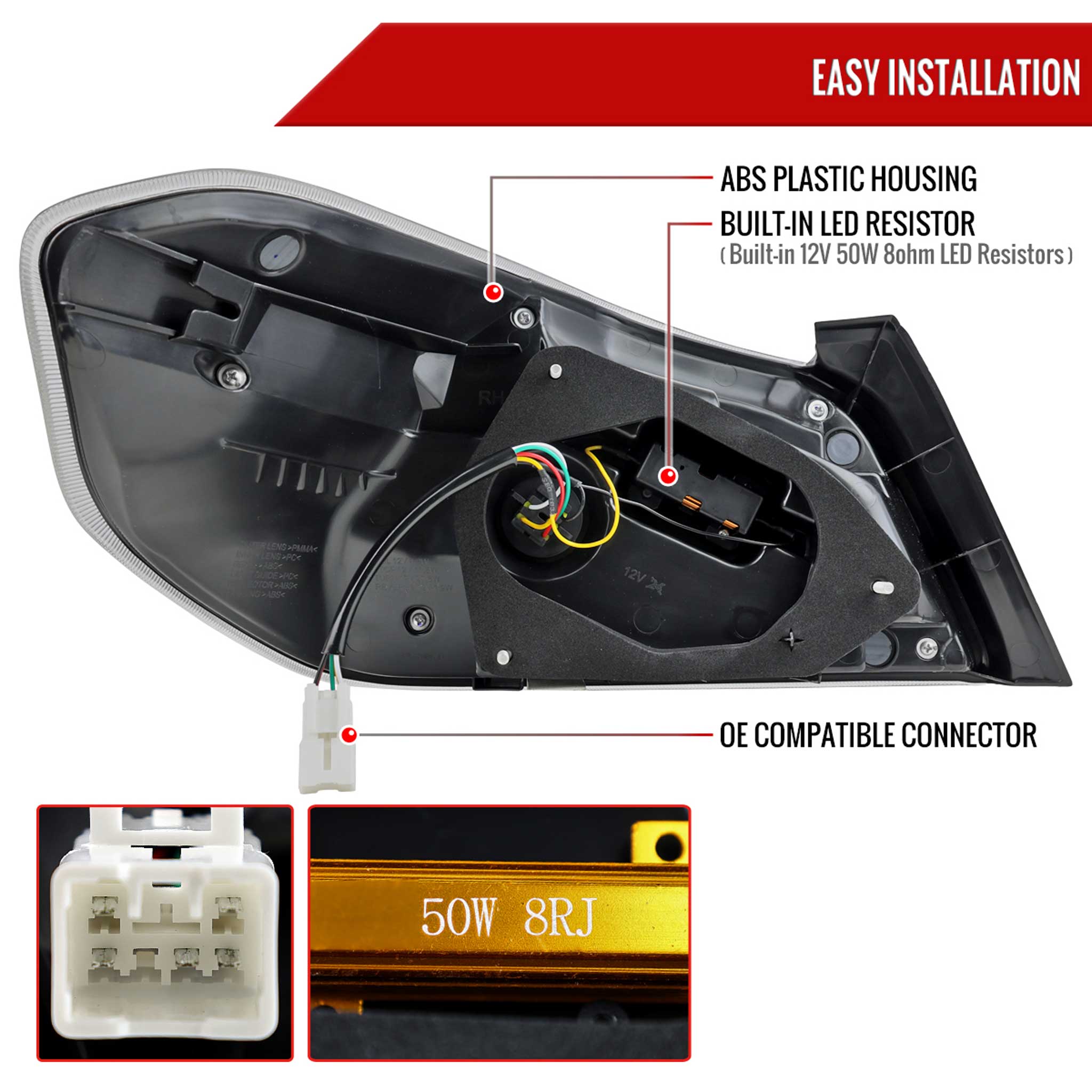 For Subaru WRX STi 015-2021 LED Tail Light Sequential Turn Signal Matte Black Clear Brake Reverse