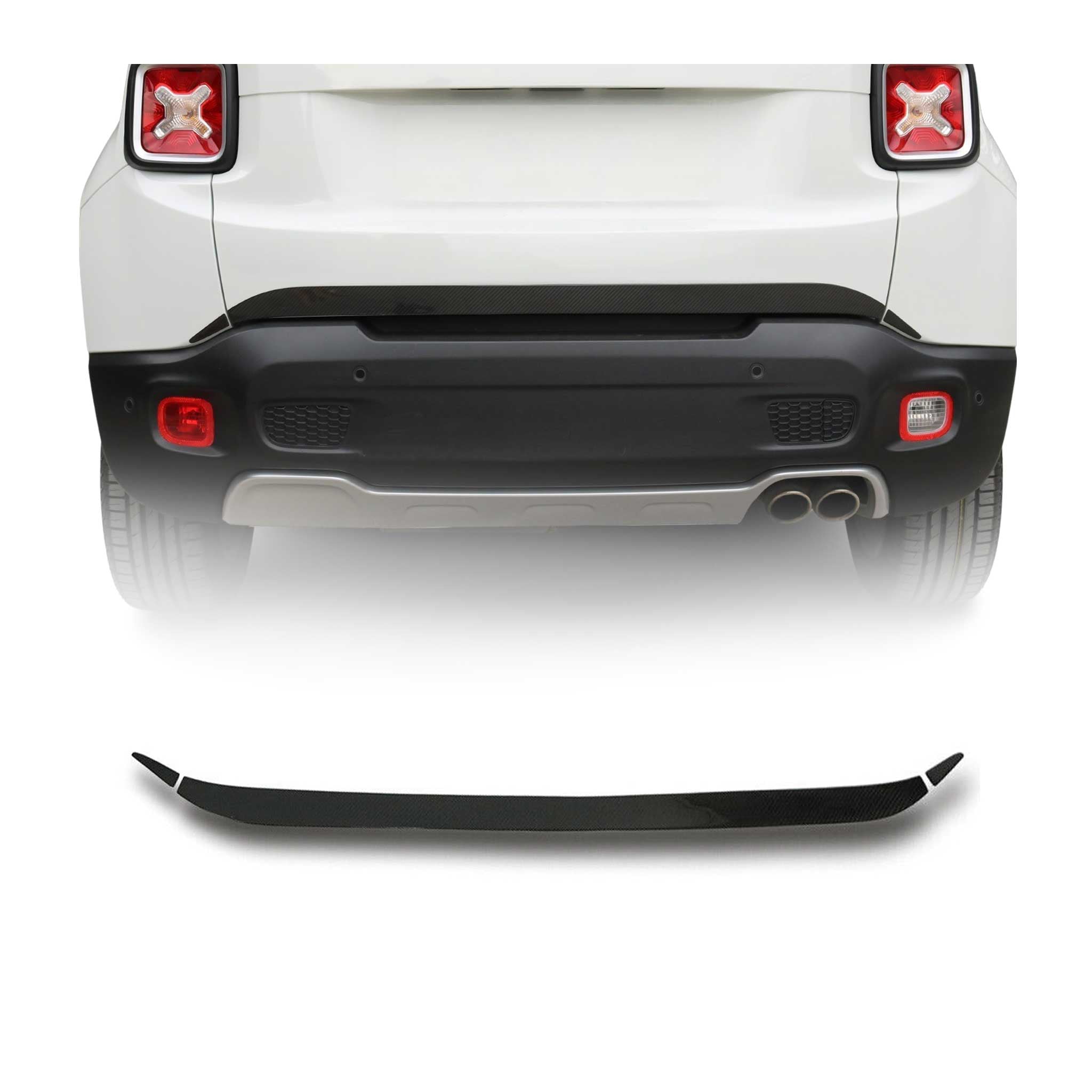 2019-2024 Jeep Renegade Rear Trunk Molding Trim Carbon Fiber Black 3 Pcs