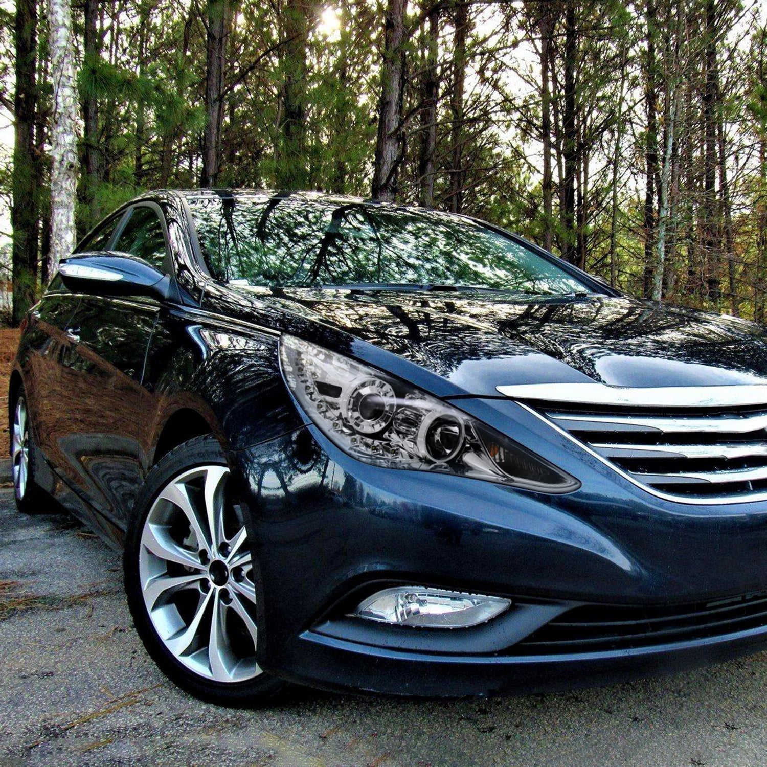 2011-2014 Hyundai Sonata Projector Headlights SMD LED Light Strip Chrome/Clear