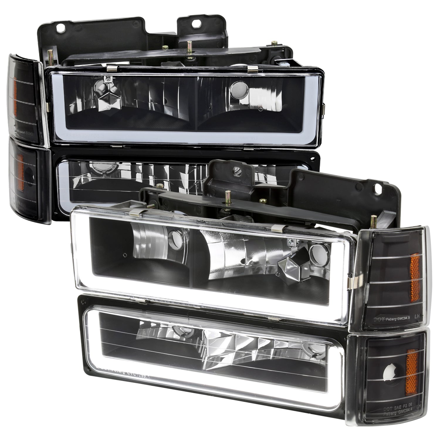 1994-1998 GMC C10/Sierra/Suburban/Yukon Headlights LED &Corner Lights Black