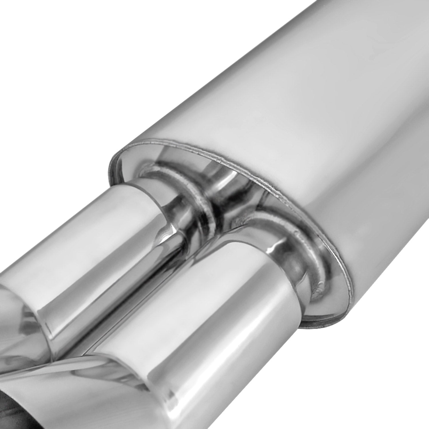 Universal DTM Style 2.5" Inlet/3" Outlet S.Steel Exhaust Muffler w/ Dual Tips