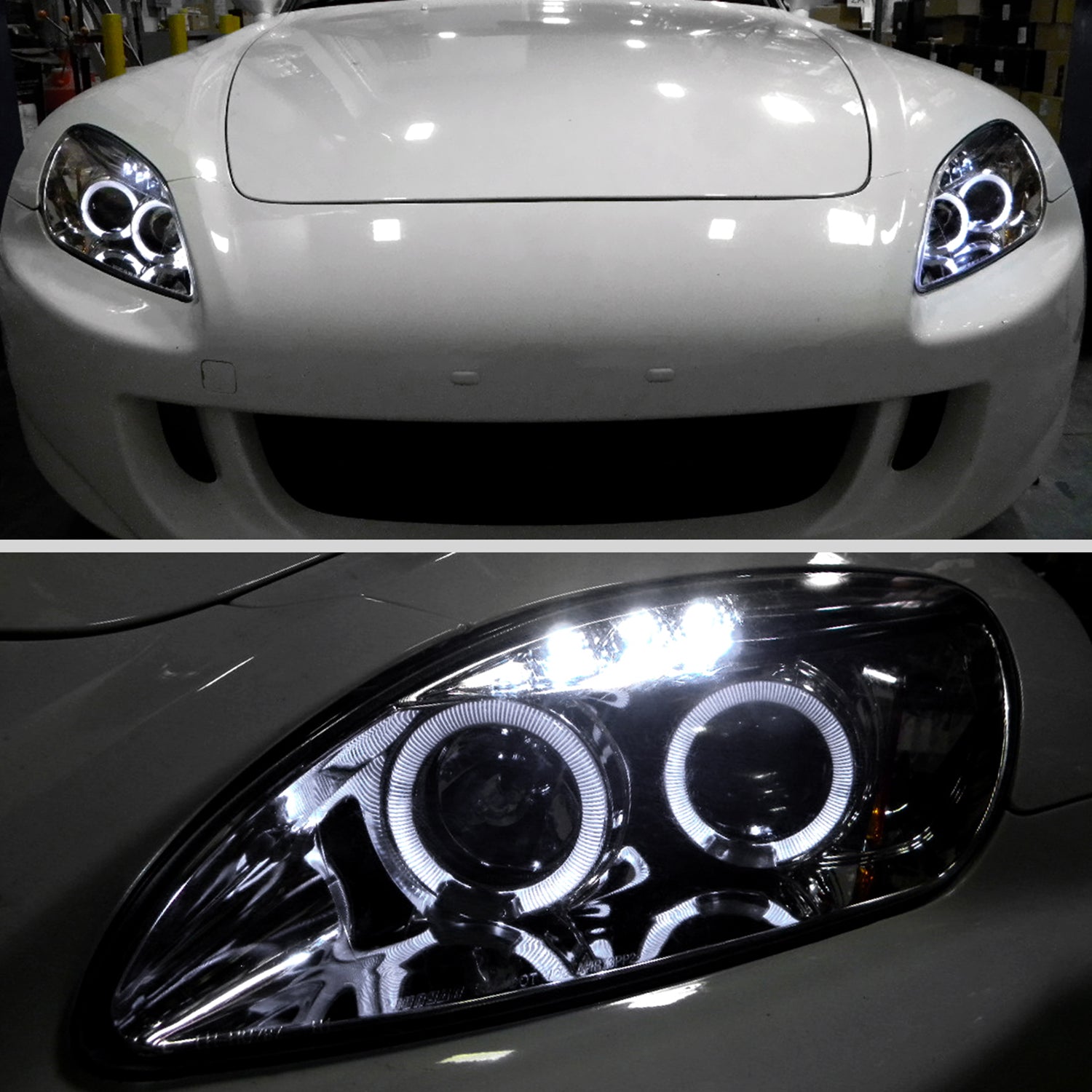 2004-2009 Honda S2000 AP2 Dual Halo Projector Headlights Chrome/Clear Lens