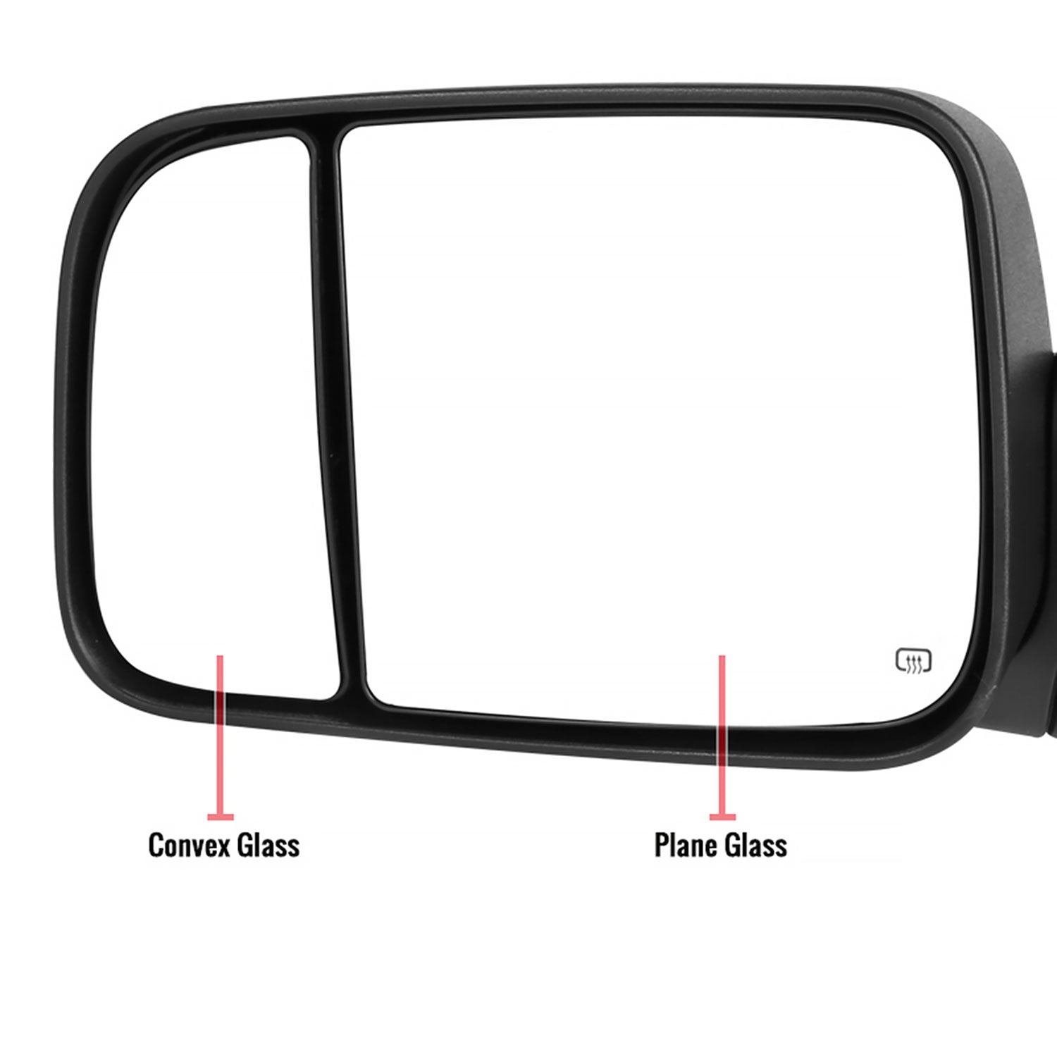 2009-2012 Dodge RAM 1500 Foldable Heated & Manual Towing Side Mirrors Clear