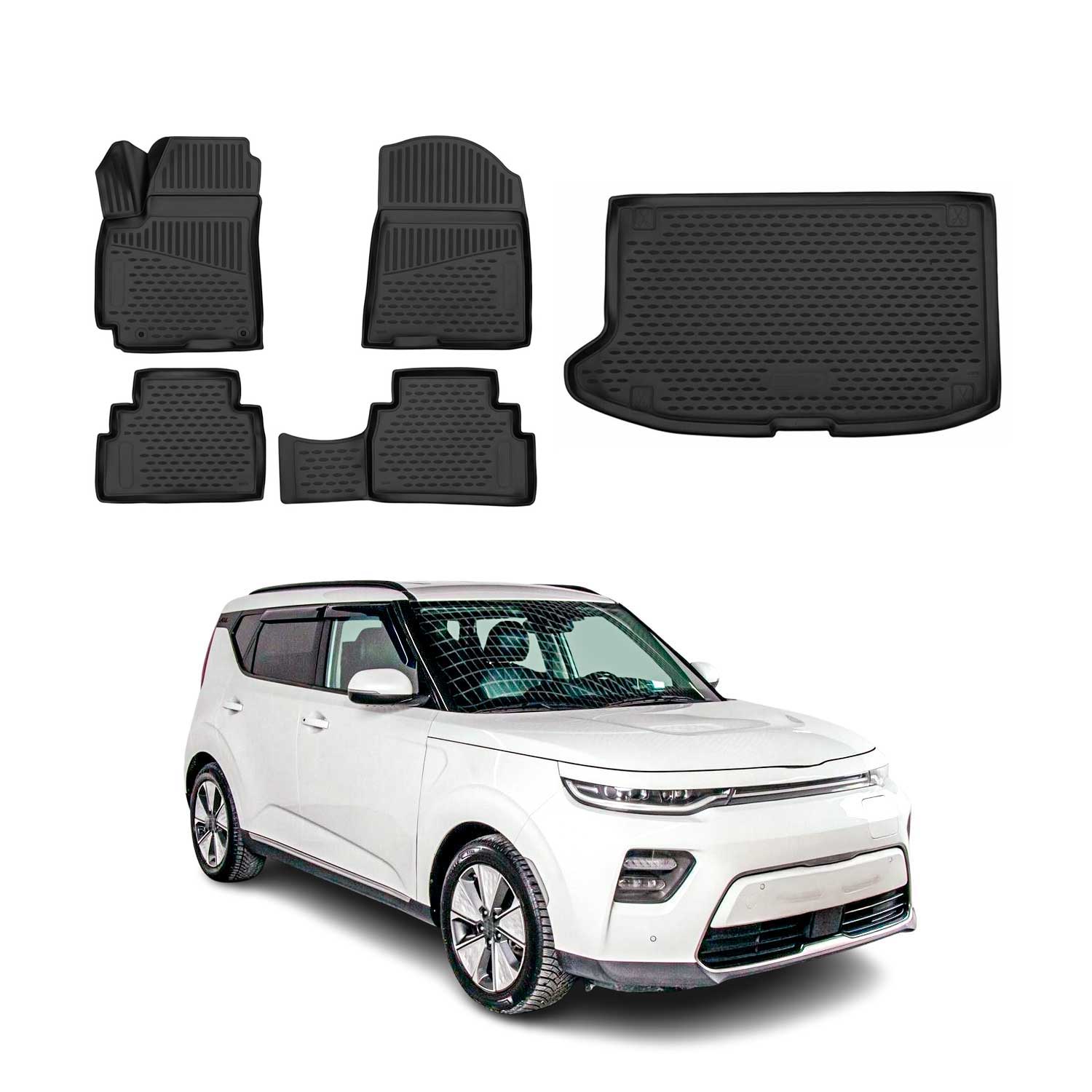 2020-2025 Kia Soul 3.gen Floor Mats & Cargo Liner Full Set All Weather Black