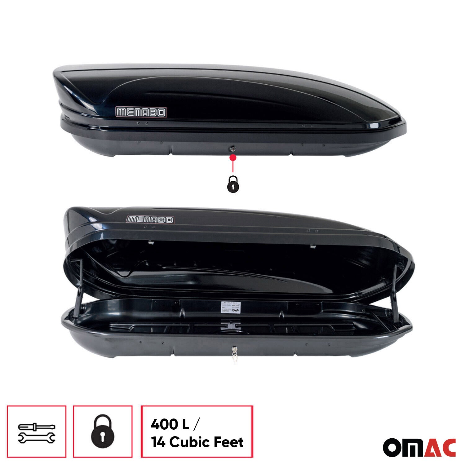 MENABO Car Roof Box Rooftop Cargo Carrier 14 Cubic Storage Box Black Universal