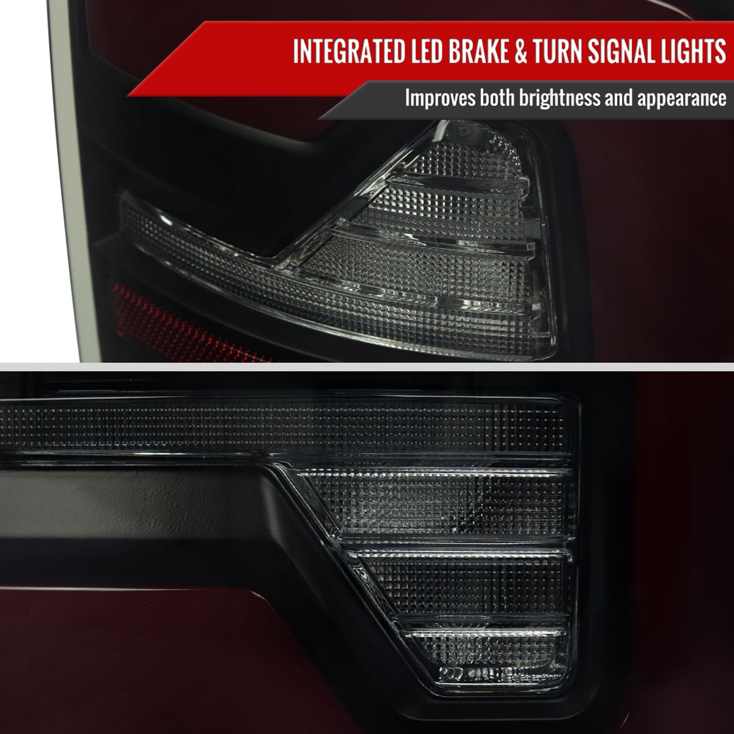 2007-2009 Dodge RAM 1500/2500/3500 Red LED Bar Tail Lights Matte Black/Smoke