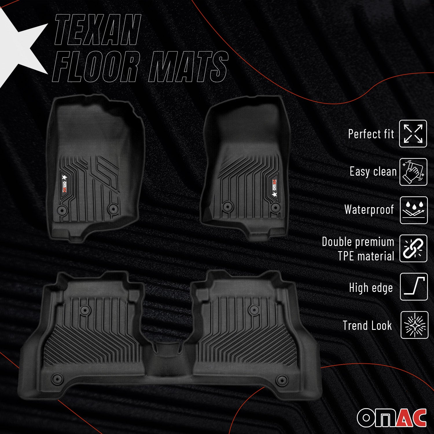 2020-2026 Jeep Gladiator Premium Floor Mats Liners First and Second Row Set Black