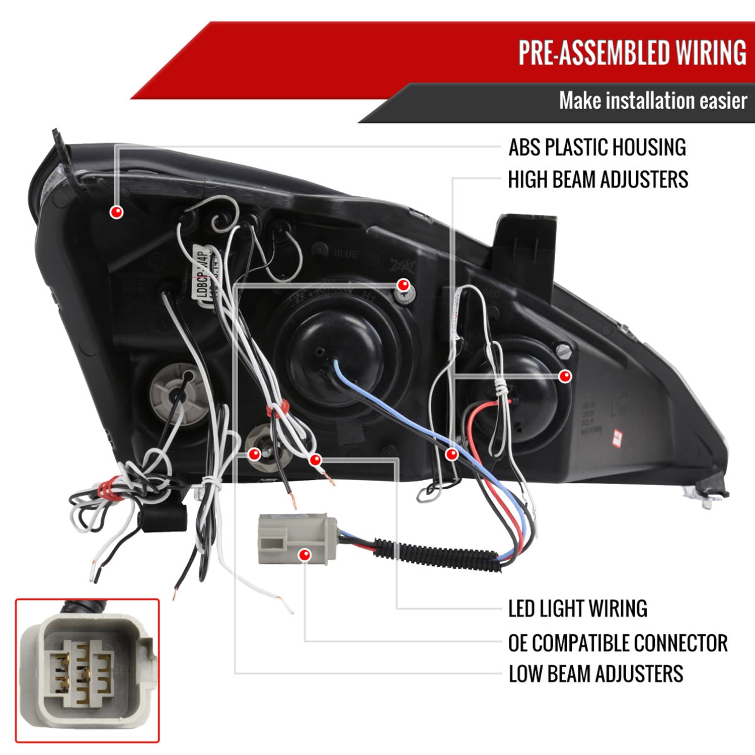2000-2004 Ford Focus Dual Halo Projector Headlights Matte Black/Clear Lens