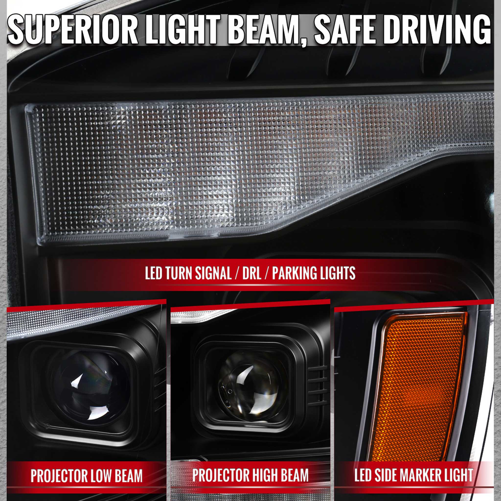 For Dodge RAM 1500 2006-08 / RAM 2500 3500 2006-09 Headlights LED Strip Turn Signals DRL Startup Animation Black Housing Clear Lens