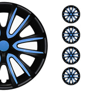 Bicolo Hub Caps Wheel Cover 16" Black Matt & Blue Full Set 4 pcs.