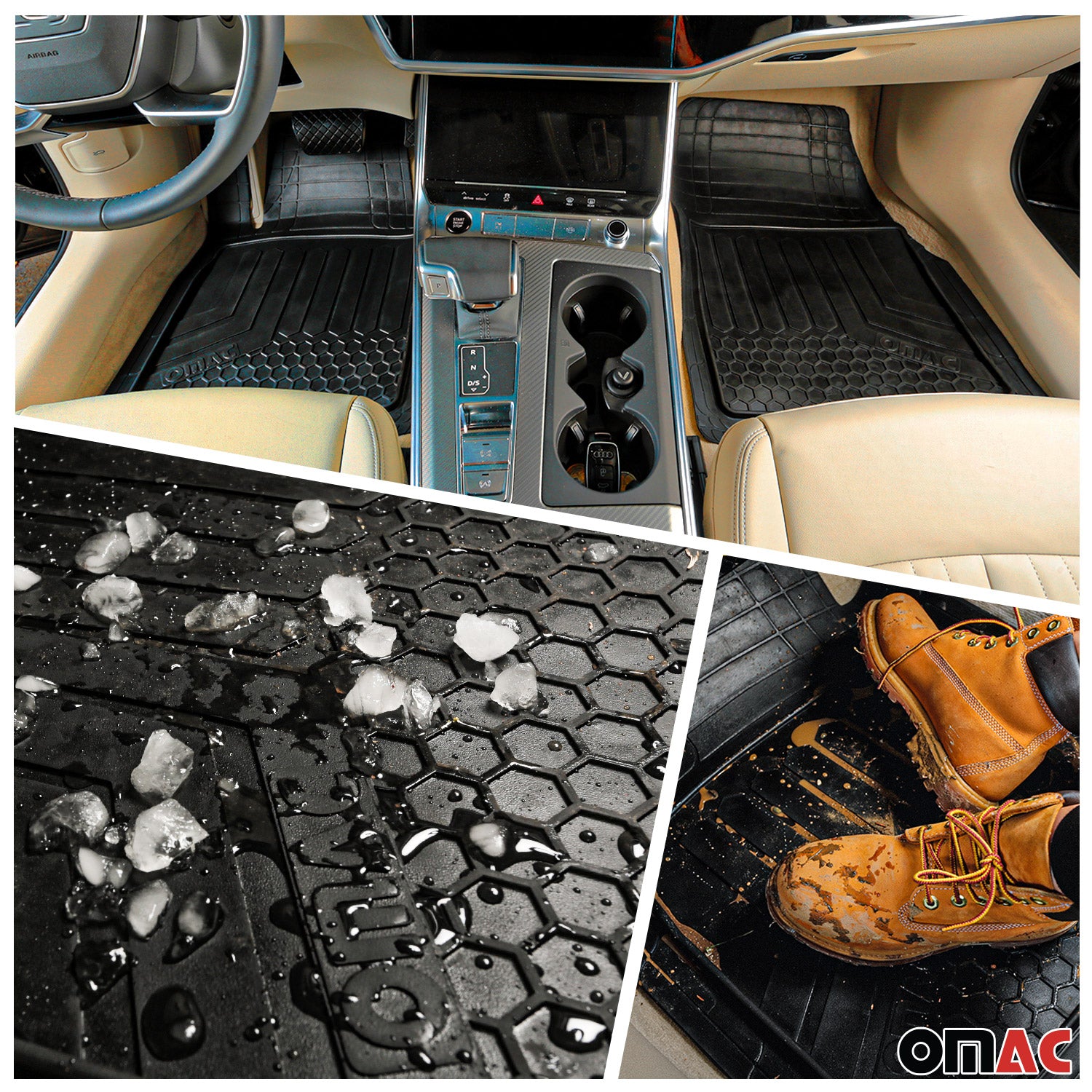 2019-2026 Genesis G70 Semi-Custom fit Floor Mats & Cargo Liner Black 6 Pcs