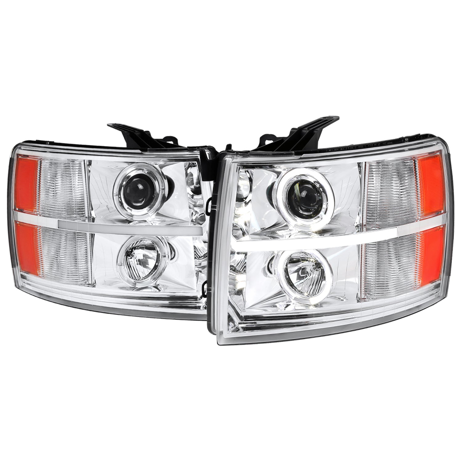 2007-2013 Chevy Silverado 1500 2500HD 3500HD Headlights LED Light Bar Chrome