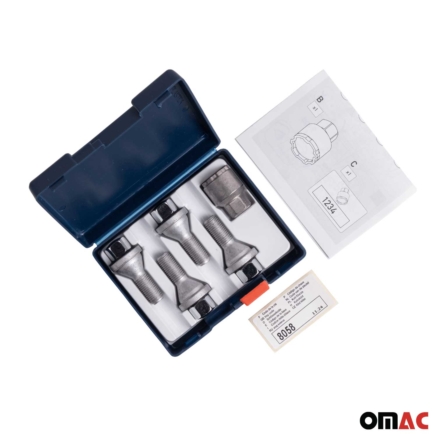Wheel Lock Kit for BMW I4 / I5 / I7 / Ix1 M14X1.25 Bolt Chromed 4Locks & 1Key