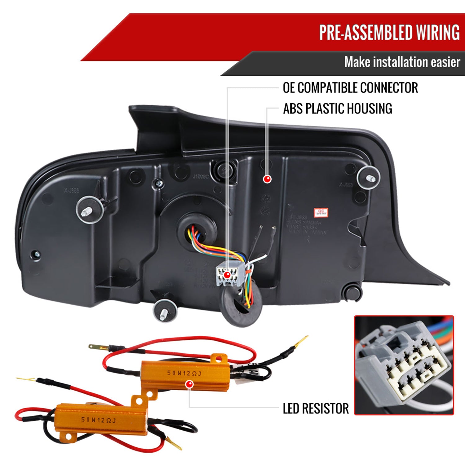2010-2012 Ford Mustang Sequential LED Tail Lights Satin Black
