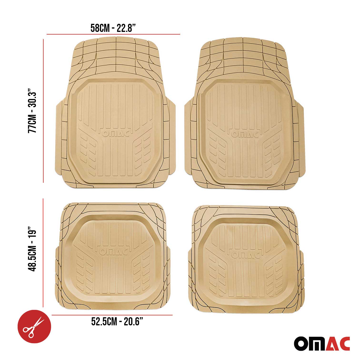 Infiniti Heavy Duty Trim to fit Floor Mats Liner Tan All Weather 4Pcs
