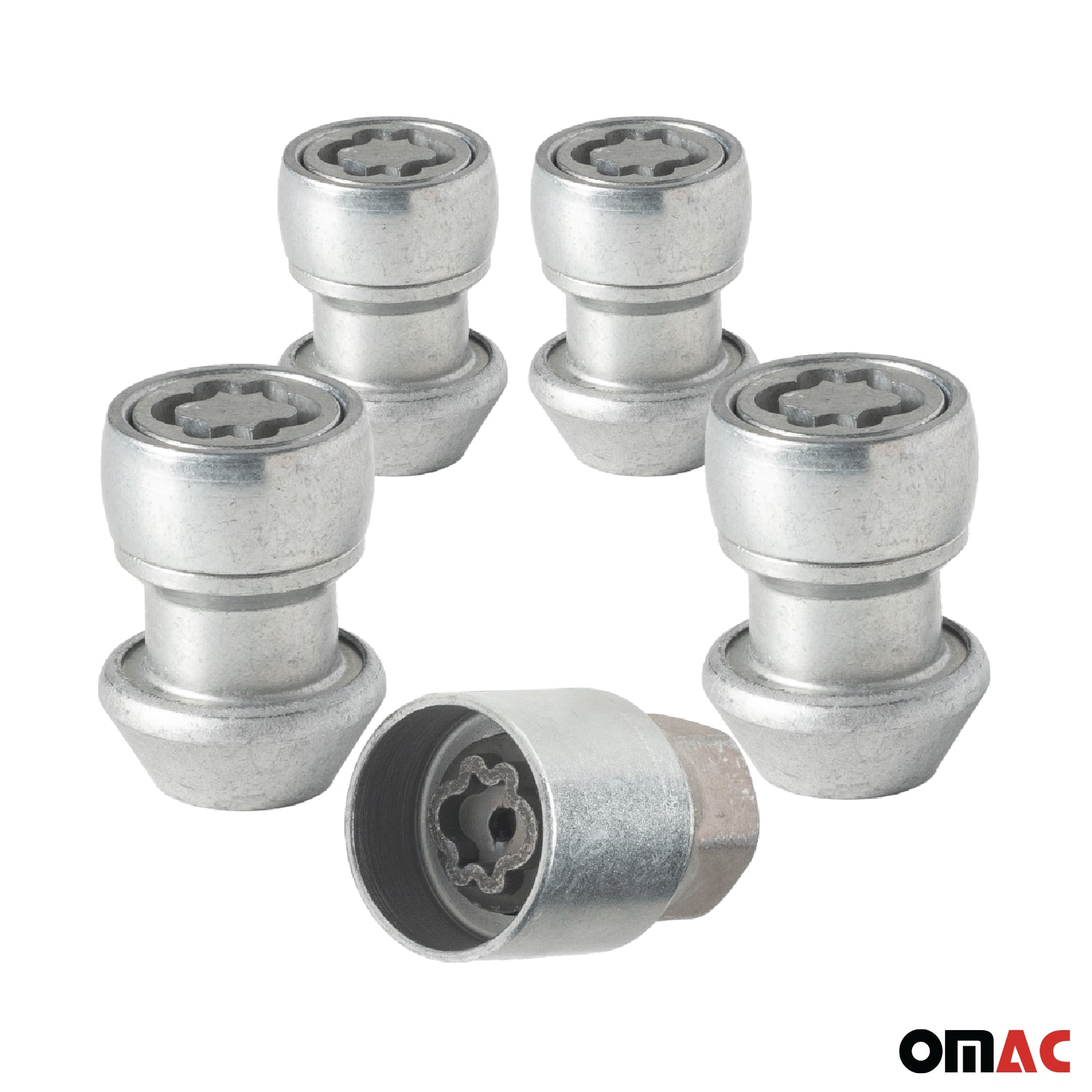 Wheel Lock Kit for Land Rover LR2 M14X1,5 Nut Galvanized Silver 4Locks & 1Key