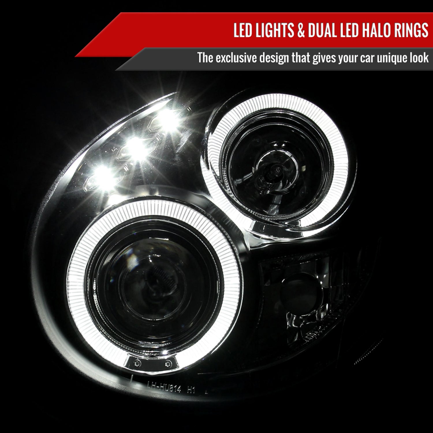 2002-2003 Subaru Impreza Dual Halo Bug Eye Projector Headlights Matt Black