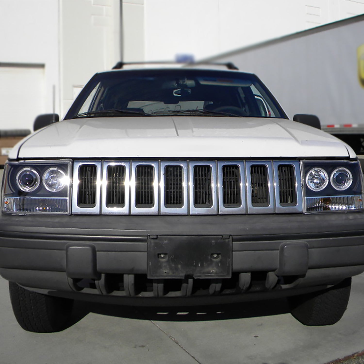 1993-1996 Jeep Grand Cherokee Dual Halo Projector Headlights Matt Black/Clear