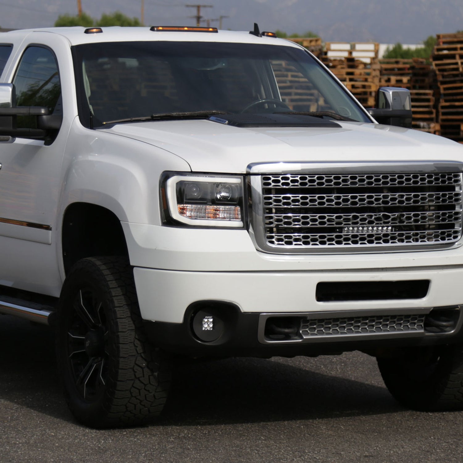 2007-2013 GMC Sierra 1500 1500HD 2500HD 3500HD LED C-Bar Headlights Black