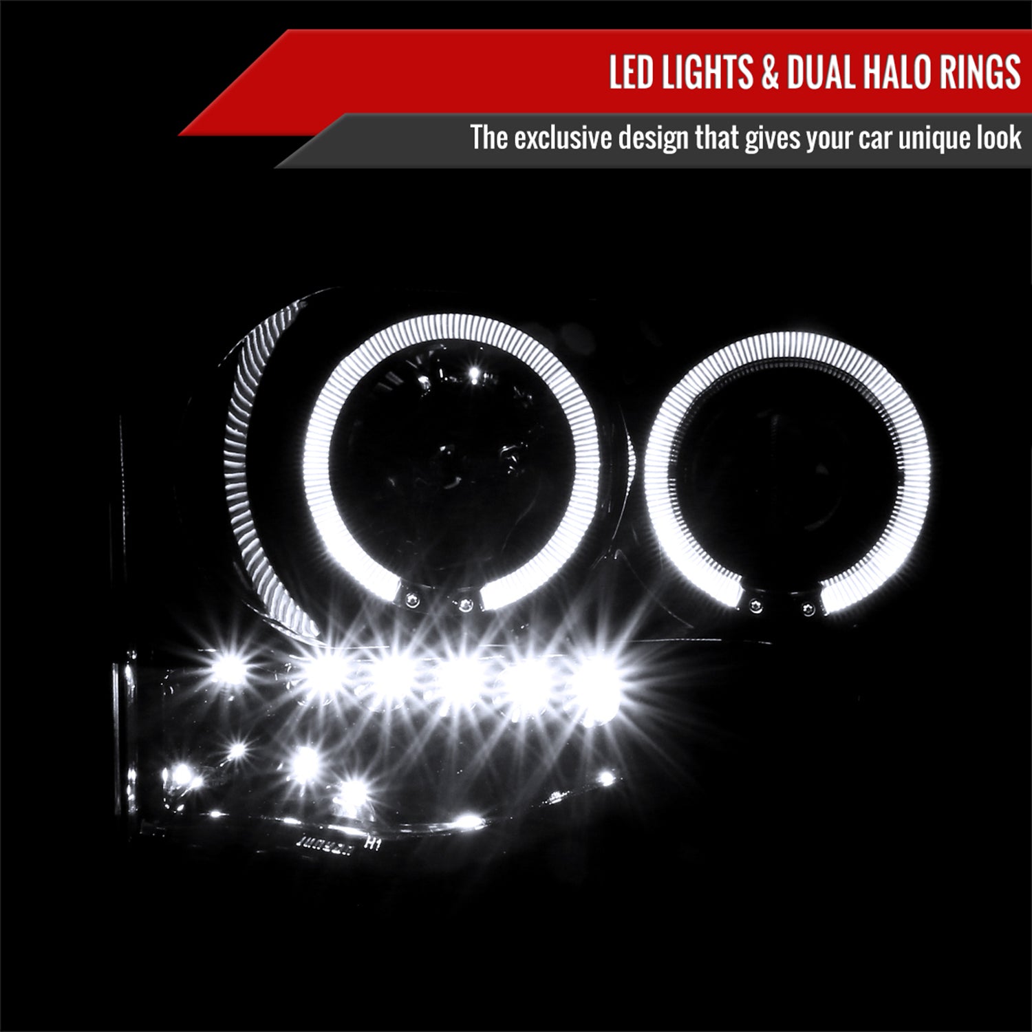 2002-2005 Dodge RAM 1500/ 03-2005 RAM 2500 3500 Dual Halo Headlights Smoke
