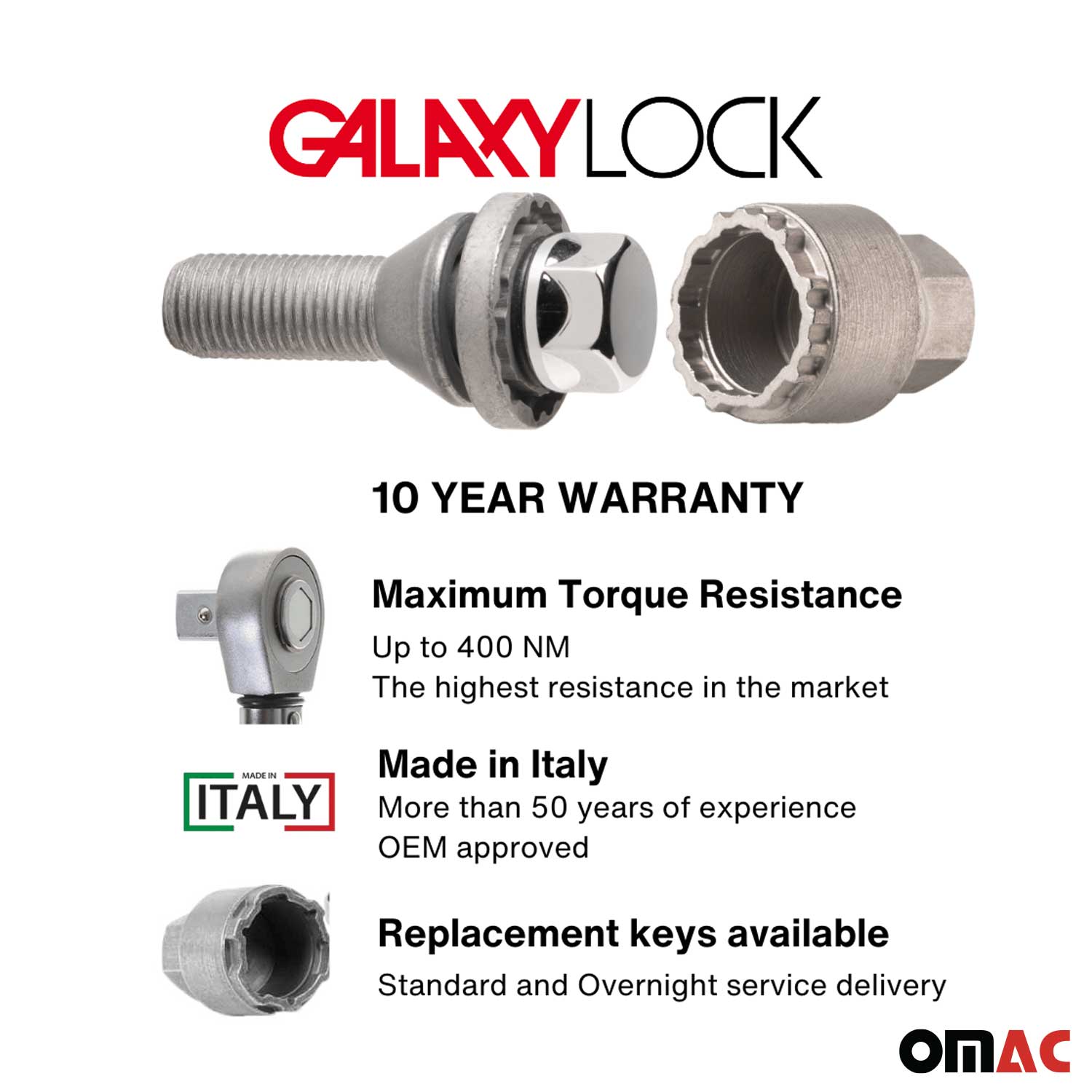 Wheel Lock Kit for Volvo C40 Recharge EX30 EX40 EX90 M14X1.5 Chromed 4Locks&1Key