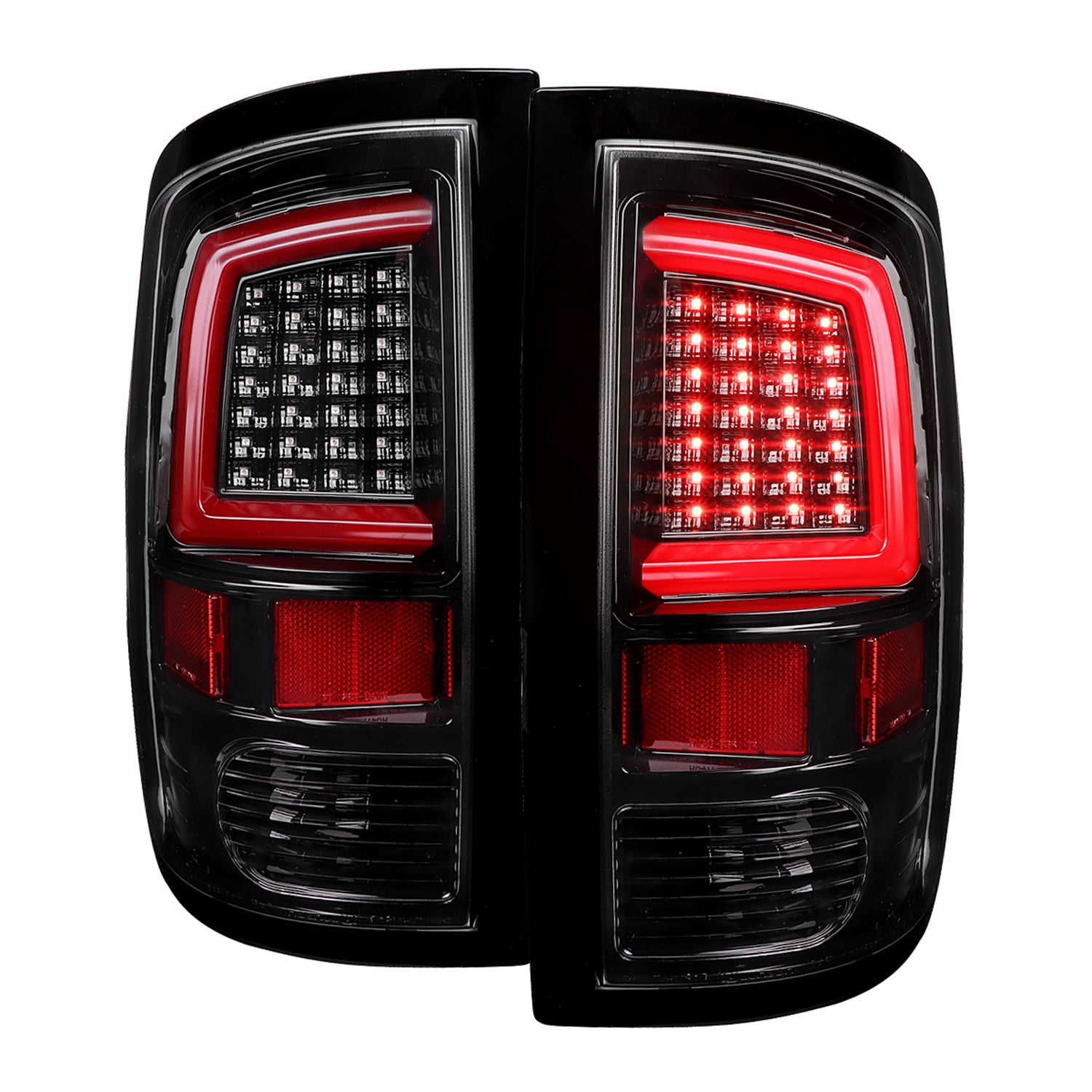 2009-2018 Dodge RAM 1500 2500 3500 White Bar LED Tail Lights Glossy Black