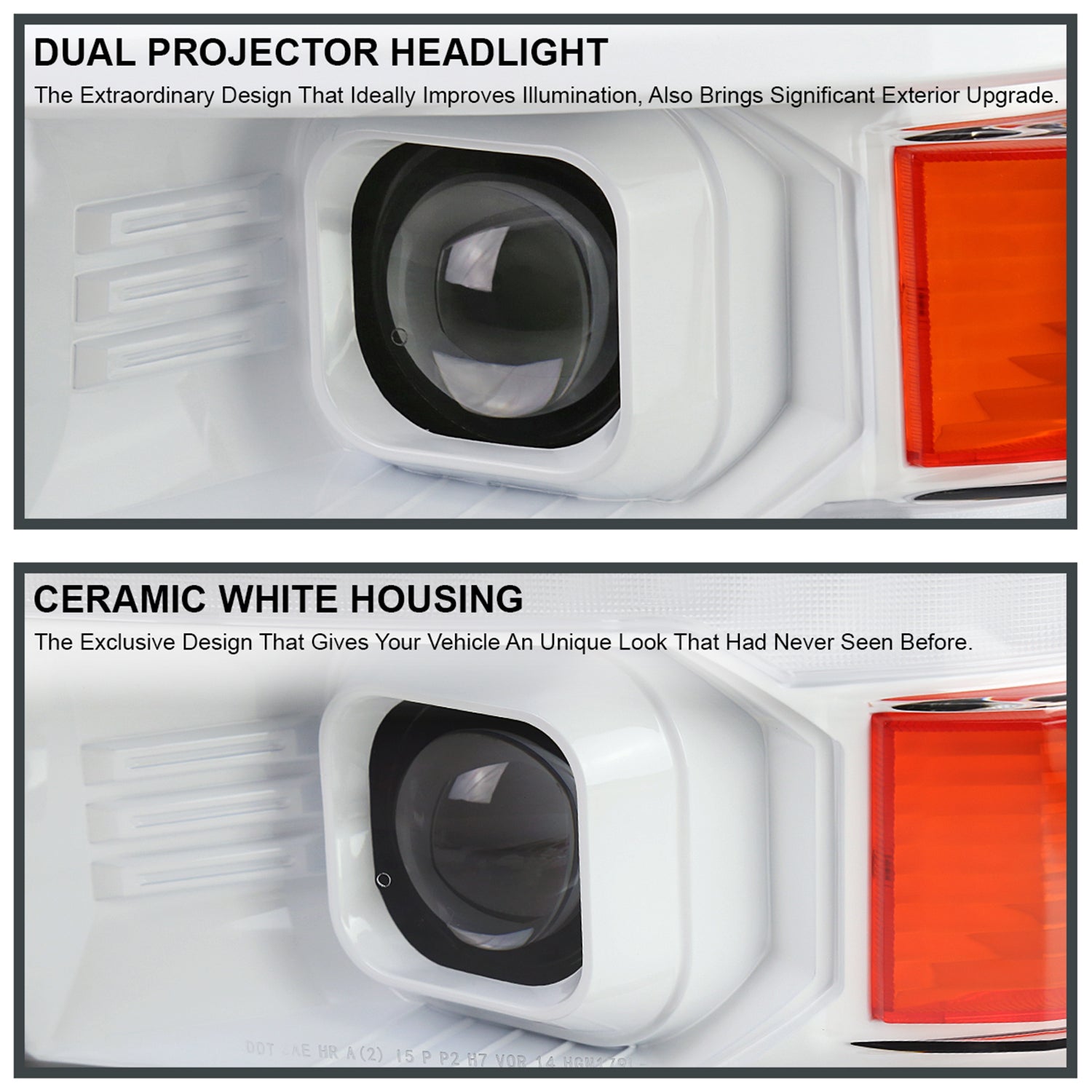 2014-2015 Chevy Silverado 1500 LED Bar Headlights White Housing/Black Trim