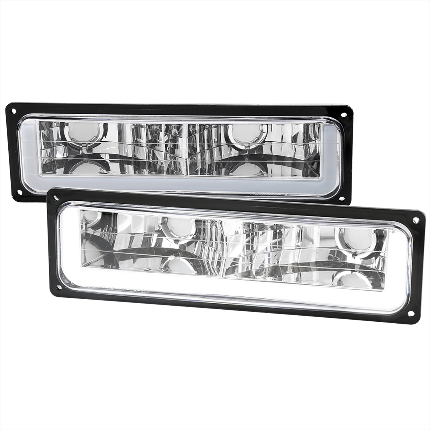 1988-1998 Chevy C10 GMC C/K LED Strip Bumper Corner Signal Lights Chrome/Clear