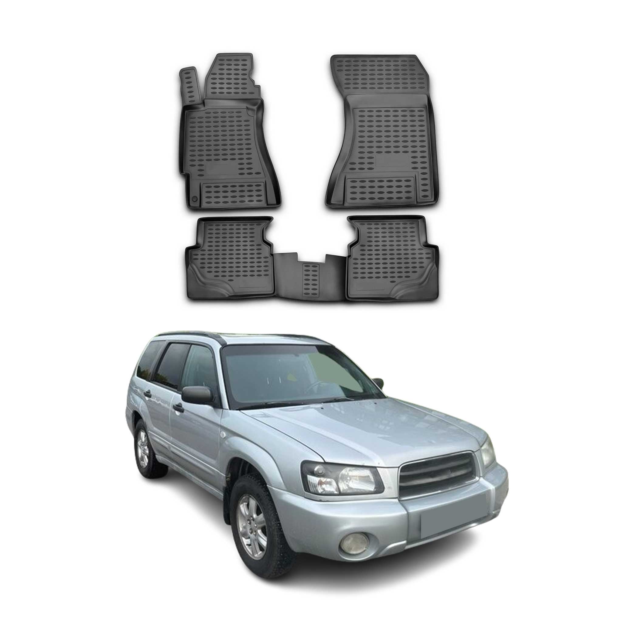 2003-2008 Subaru Forester II Floor Mats Liners Full Set All Weather Black