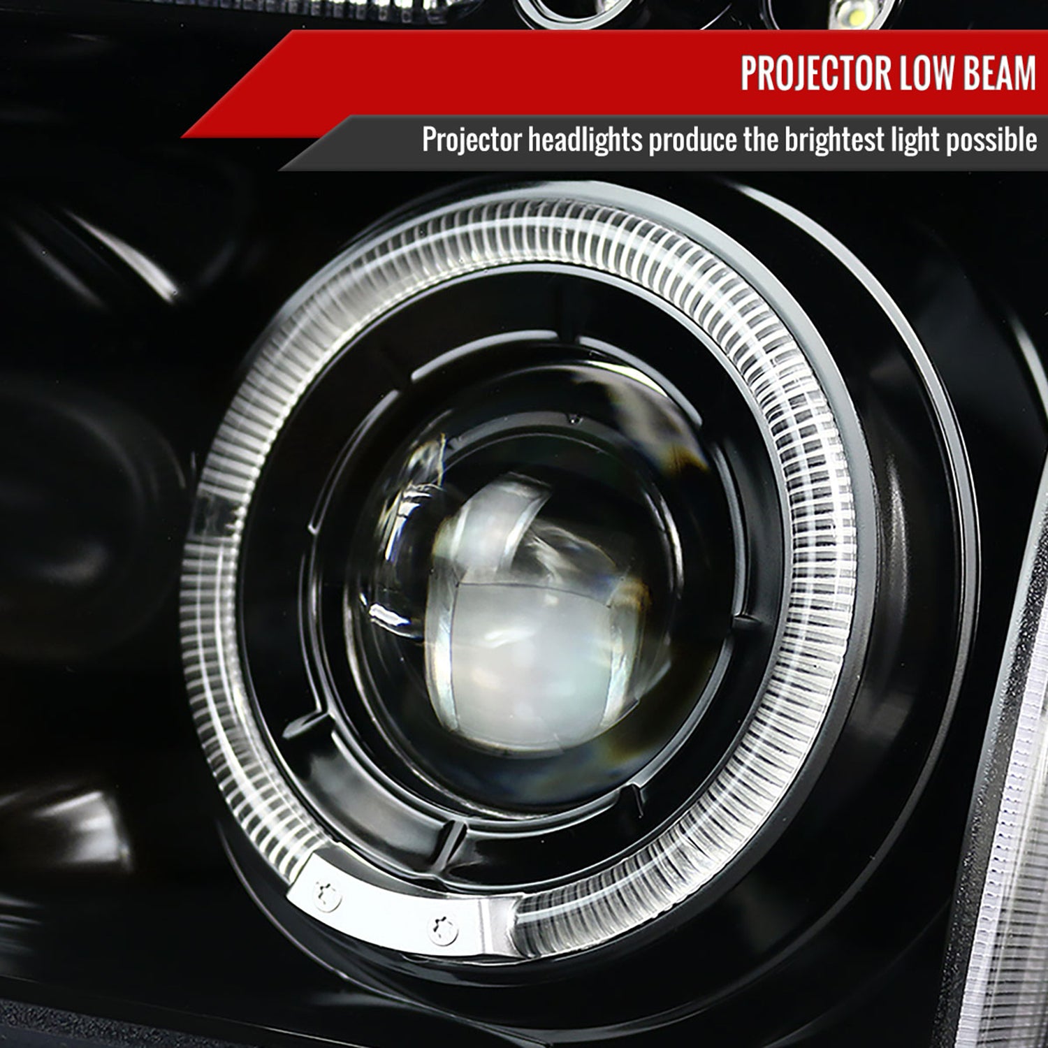2005-2010 Dodge Charger Dual Halo Projector Headlights Jet Black/Clear Lens