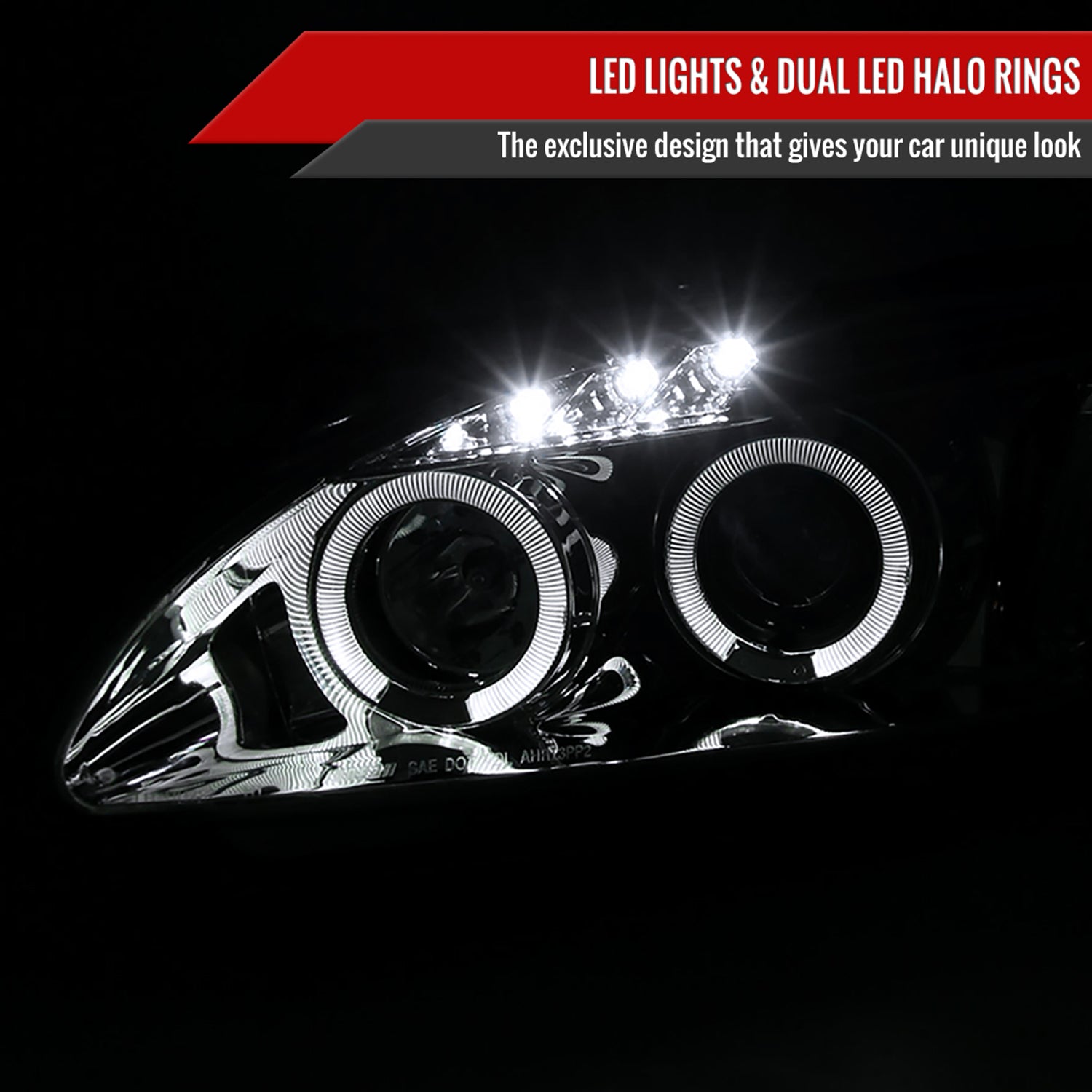 2004-2009 Honda S2000 AP2 Dual Halo Projector Headlights Chrome/Clear Lens