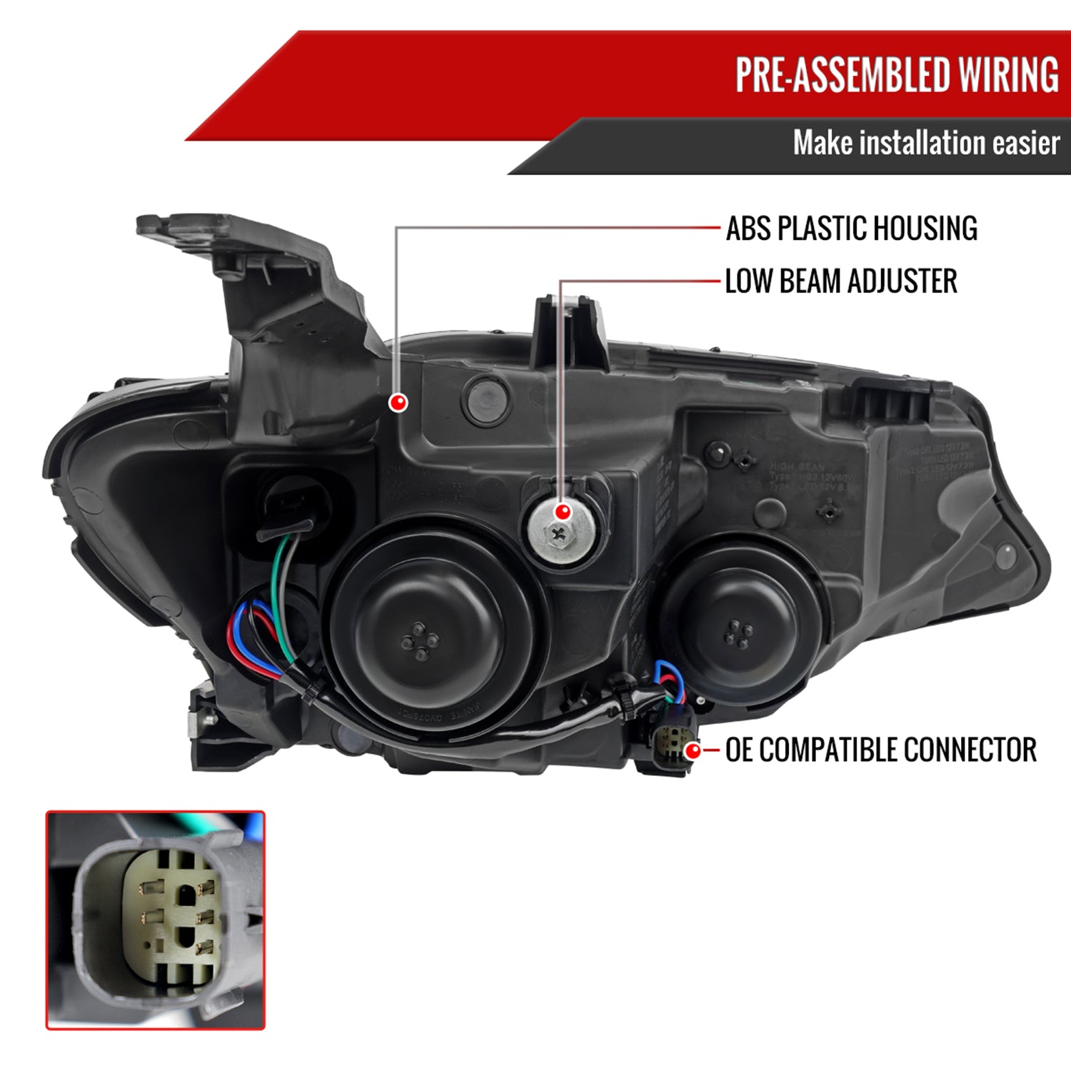 2019-2024 Chevy Malibu Factory Style Projector Headlights Glossy Black/Clear