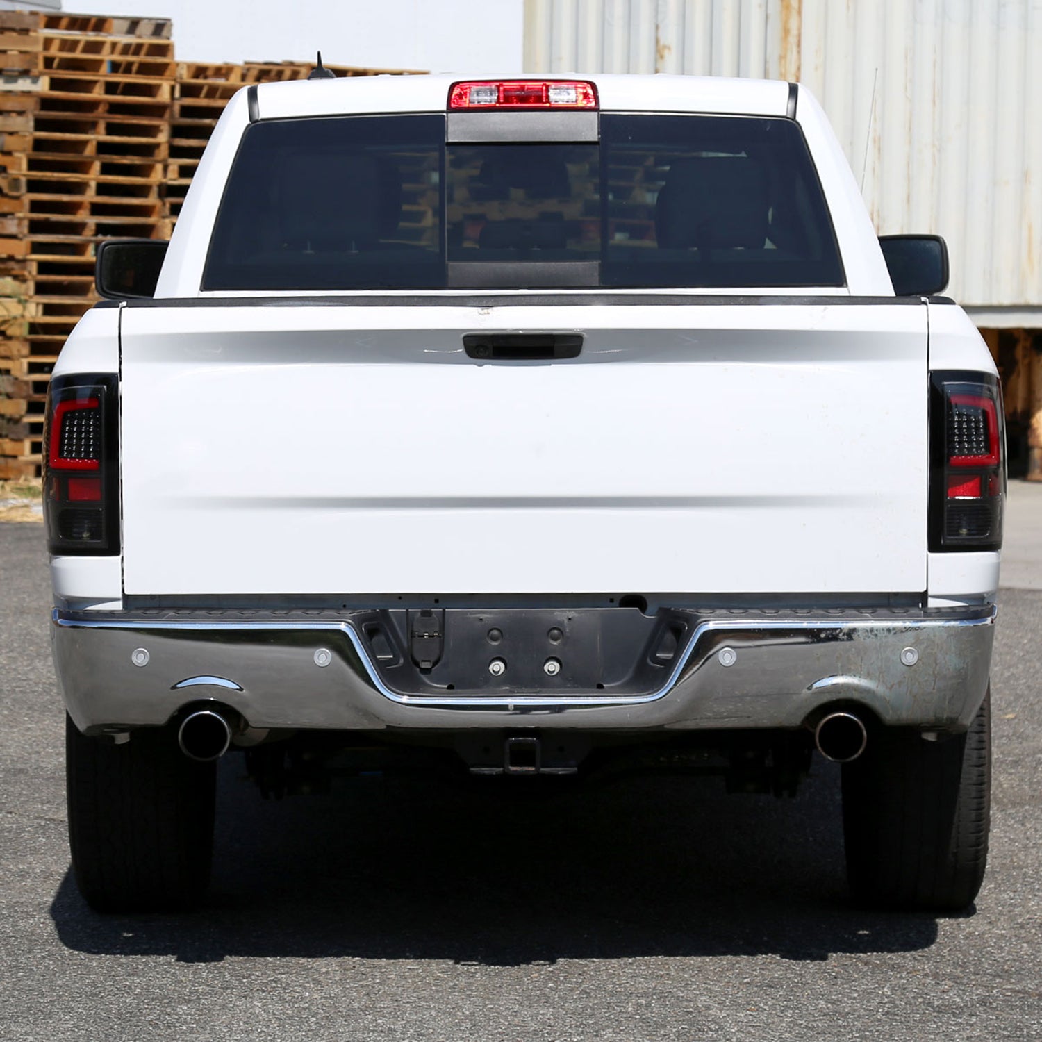 2009-2018 Dodge RAM 1500 2500 3500 White Bar LED Tail Lights Glossy Black