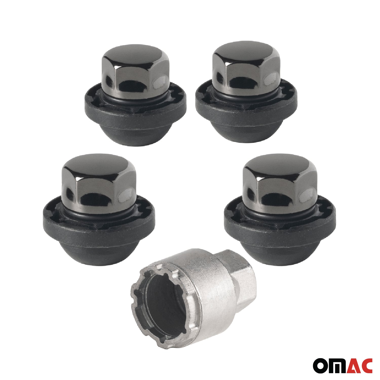 Wheel Lock Kit for Honda CR-V M12X1,5 Nut Chromed Black 4Locks & 1Key