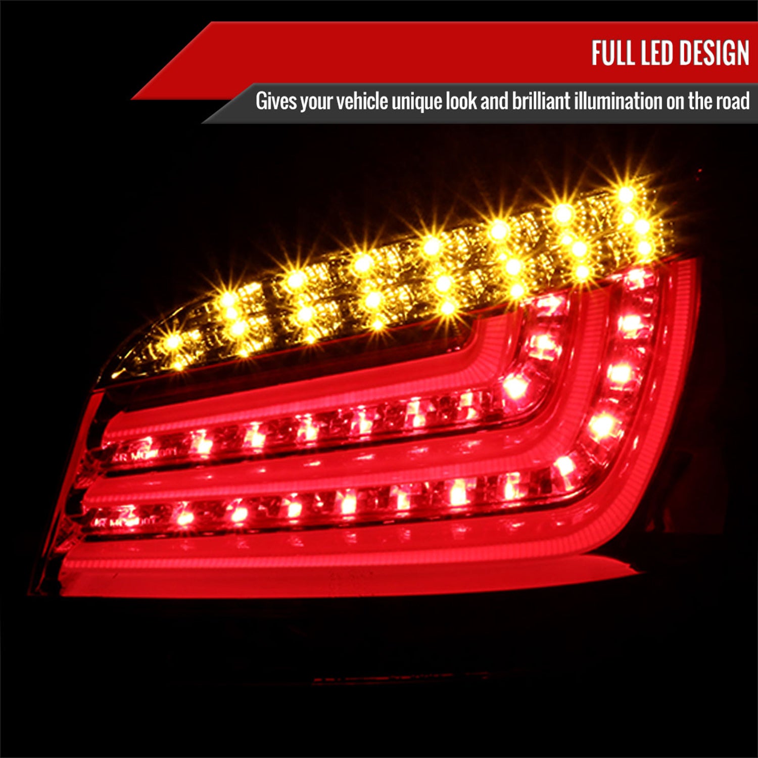 2008-2010 BMW E60 5 Series Sedan LED Tail Lights Chrome Housing/Red Lens